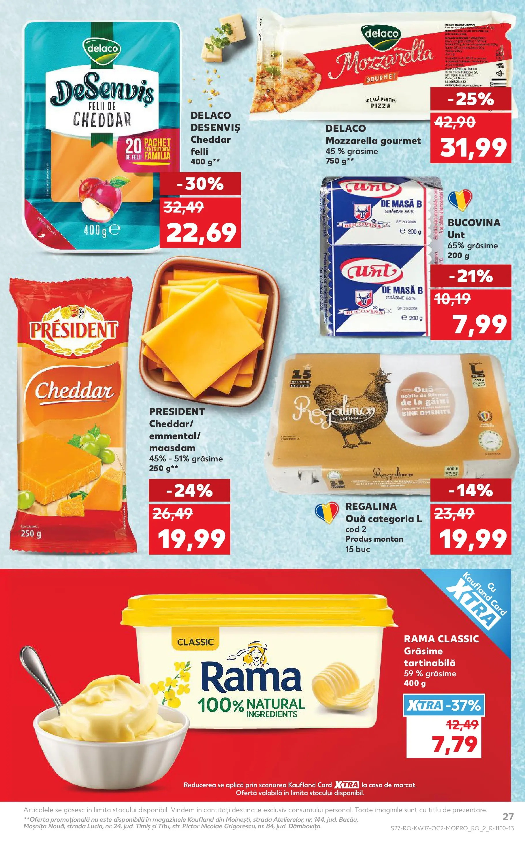Kaufland Comarnic 22.04.2026 - Revista si Oferta | Pagină: 27 | Produse: Light Kedi Konservesi, Mozzarella, Unt, Pizza
