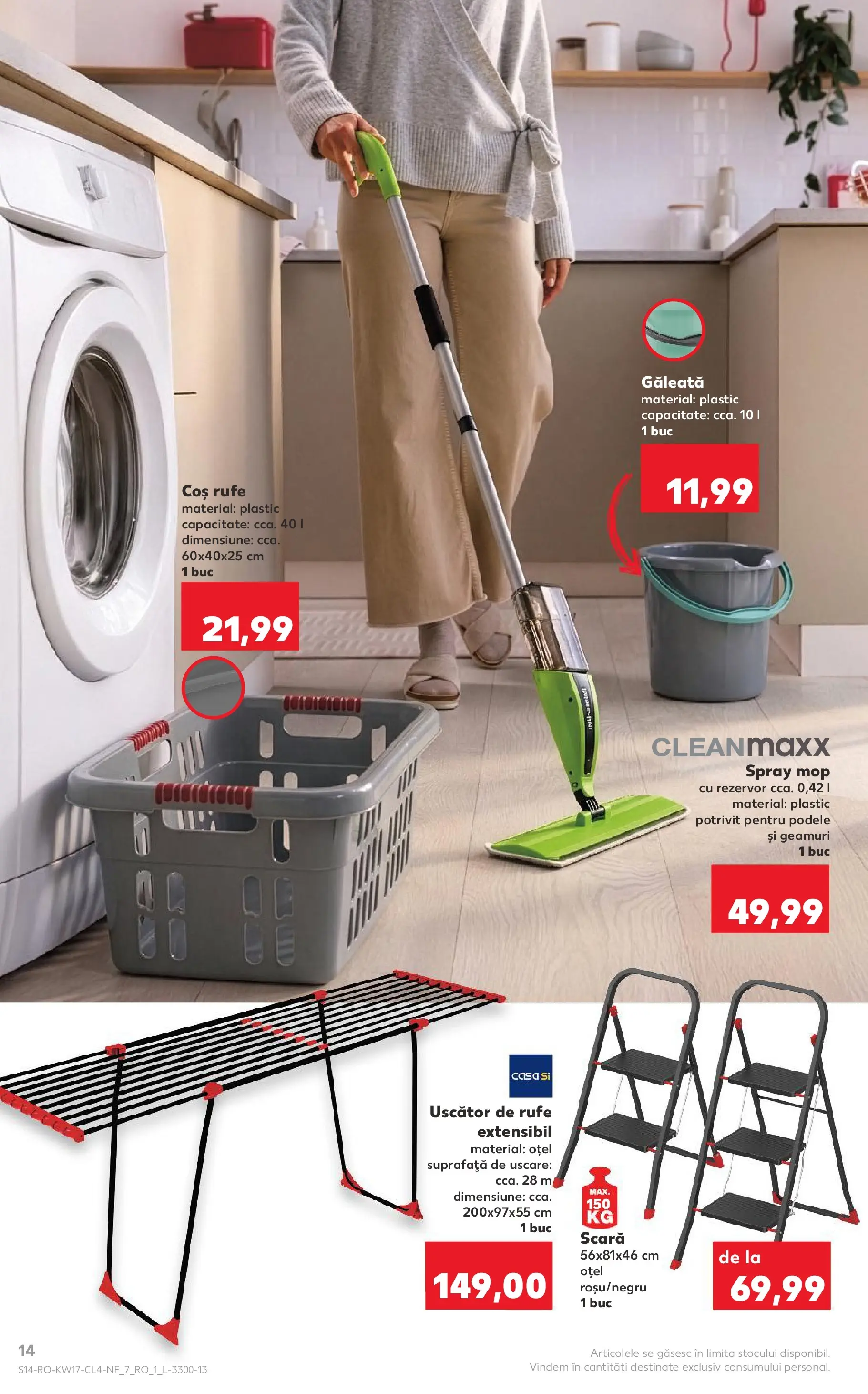 Kaufland Brașov 22.04.2026 - Revista si Oferta | Pagină: 14 | Produse: Uscător, Mop, Scară, Coș