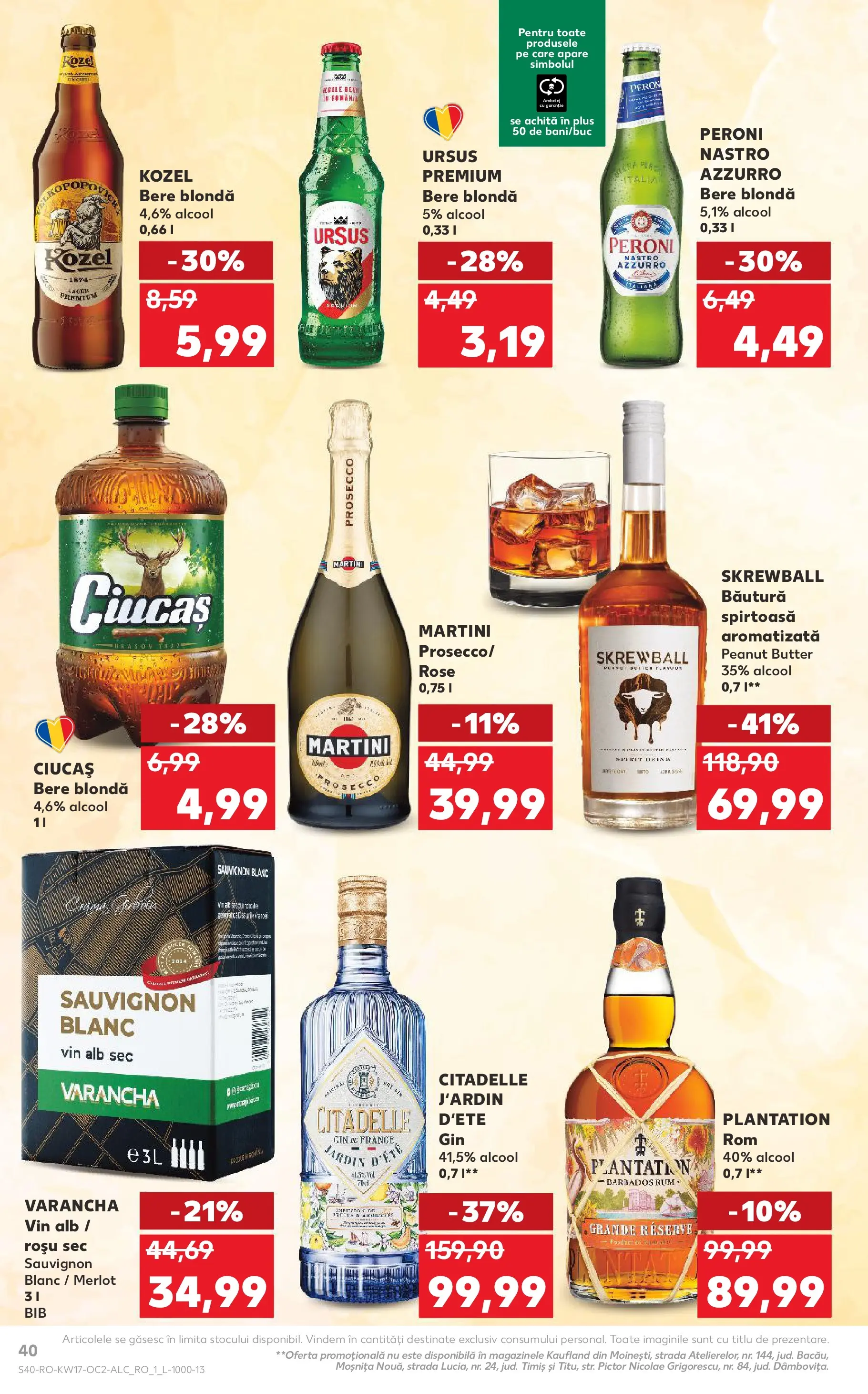 Kaufland Constanța 22.04.2026 - Revista si Oferta | Pagină: 40 | Produse: Yulaf, Bere, Rom, Gin