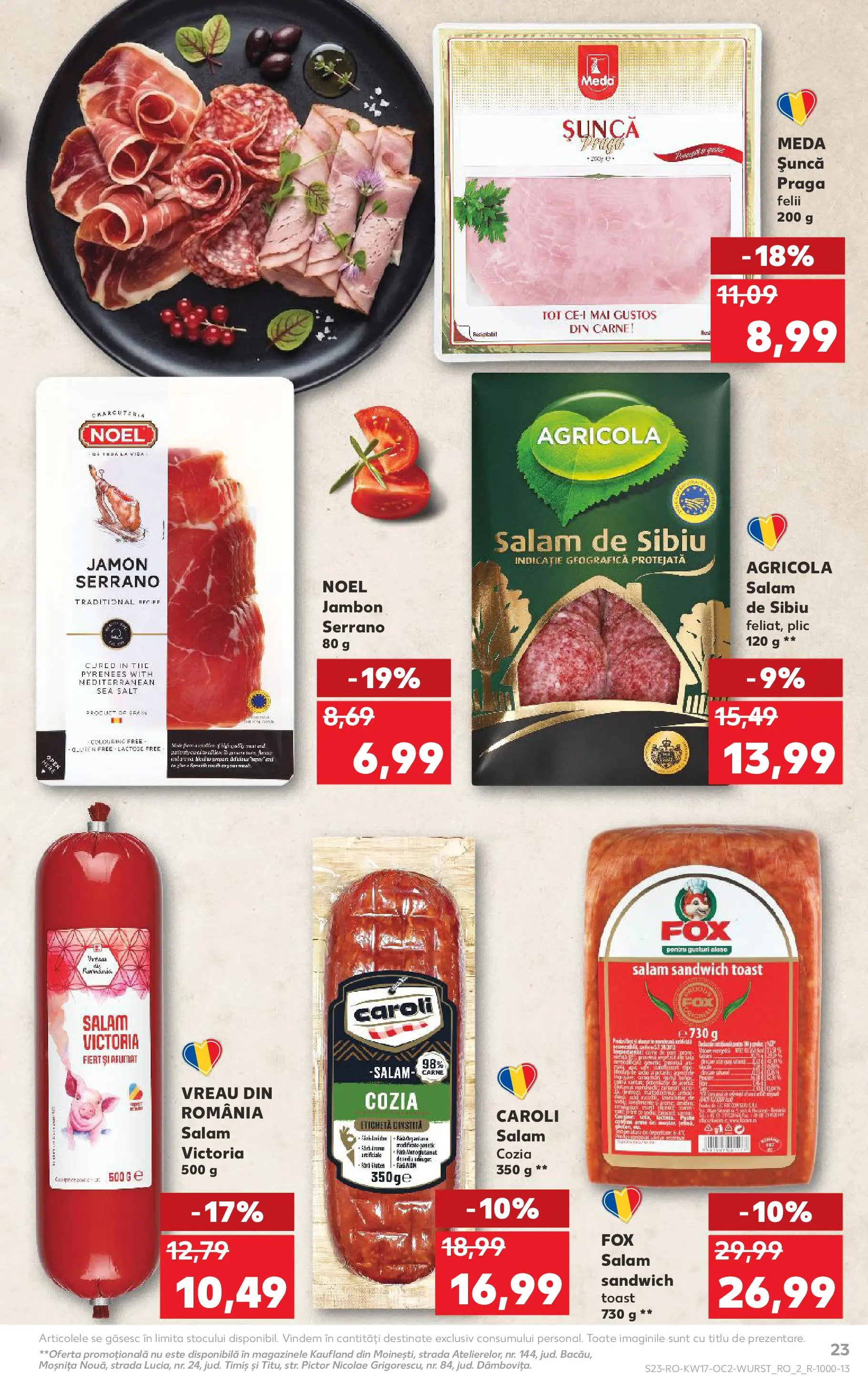 Kaufland Constanța 22.04.2026 - Revista si Oferta | Pagină: 23 | Produse: Salam, Șuncă