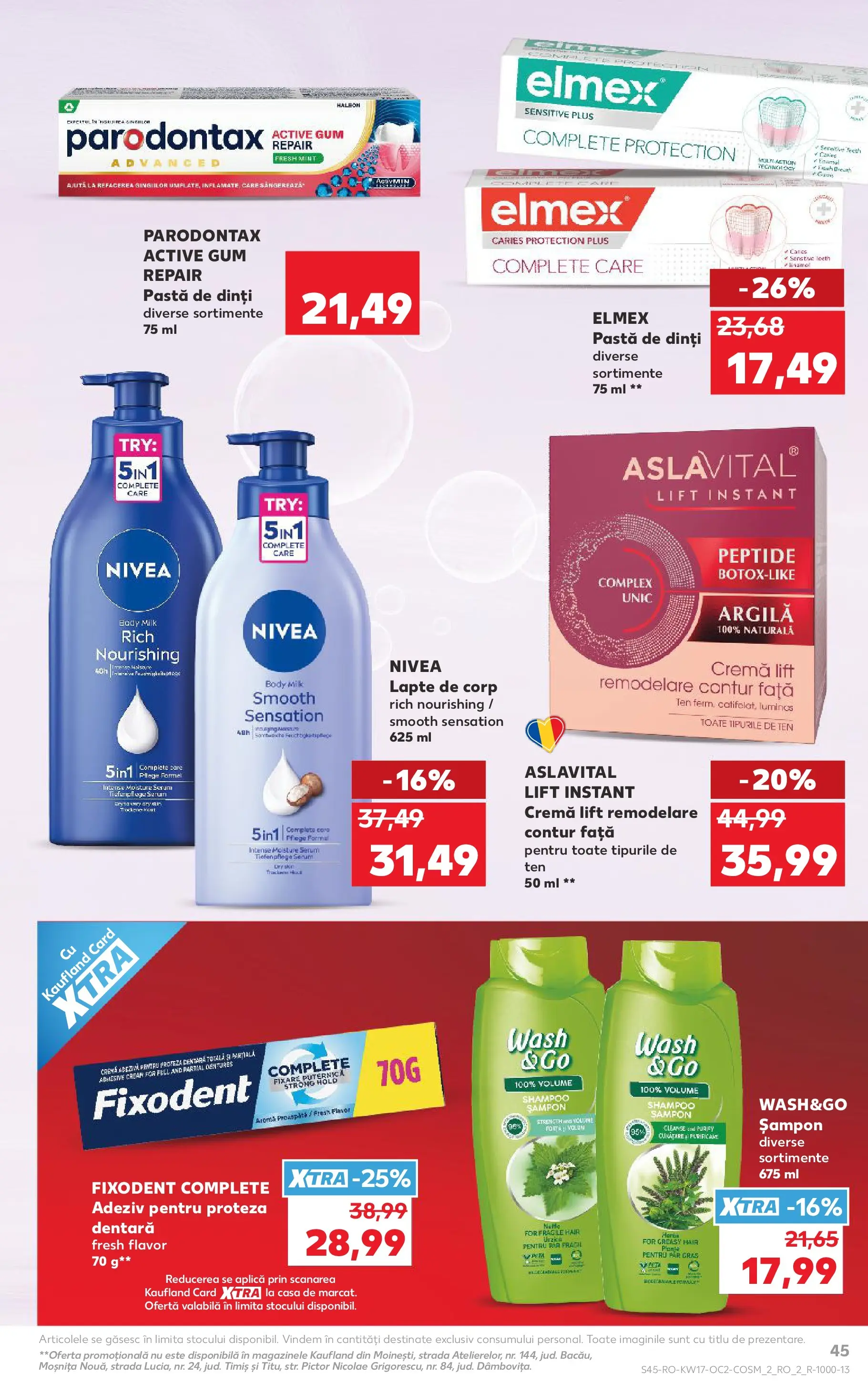 Kaufland Constanța 22.04.2026 - Revista si Oferta | Pagină: 45 | Produse: Serum, Șampon, Lapte, Adeziv