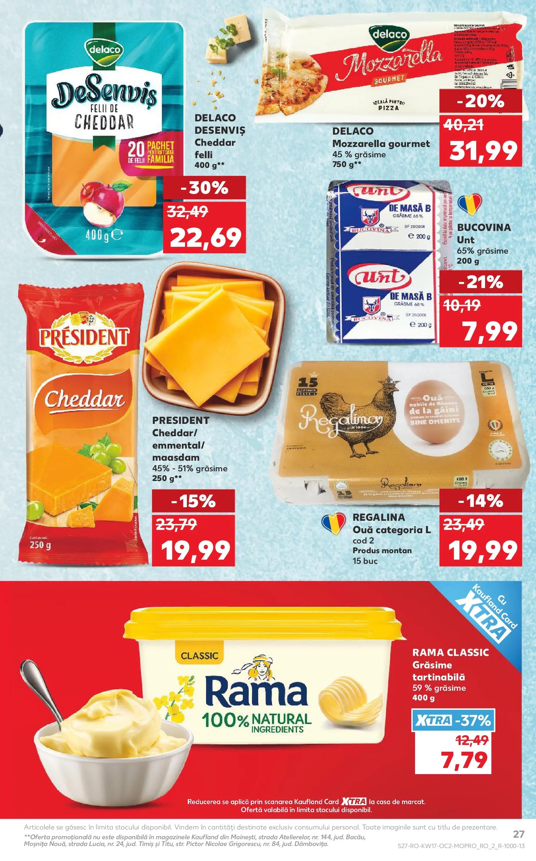Kaufland Constanța 22.04.2026 - Revista si Oferta | Pagină: 27 | Produse: Light Kedi Konservesi, Mozzarella, Unt, Ouă