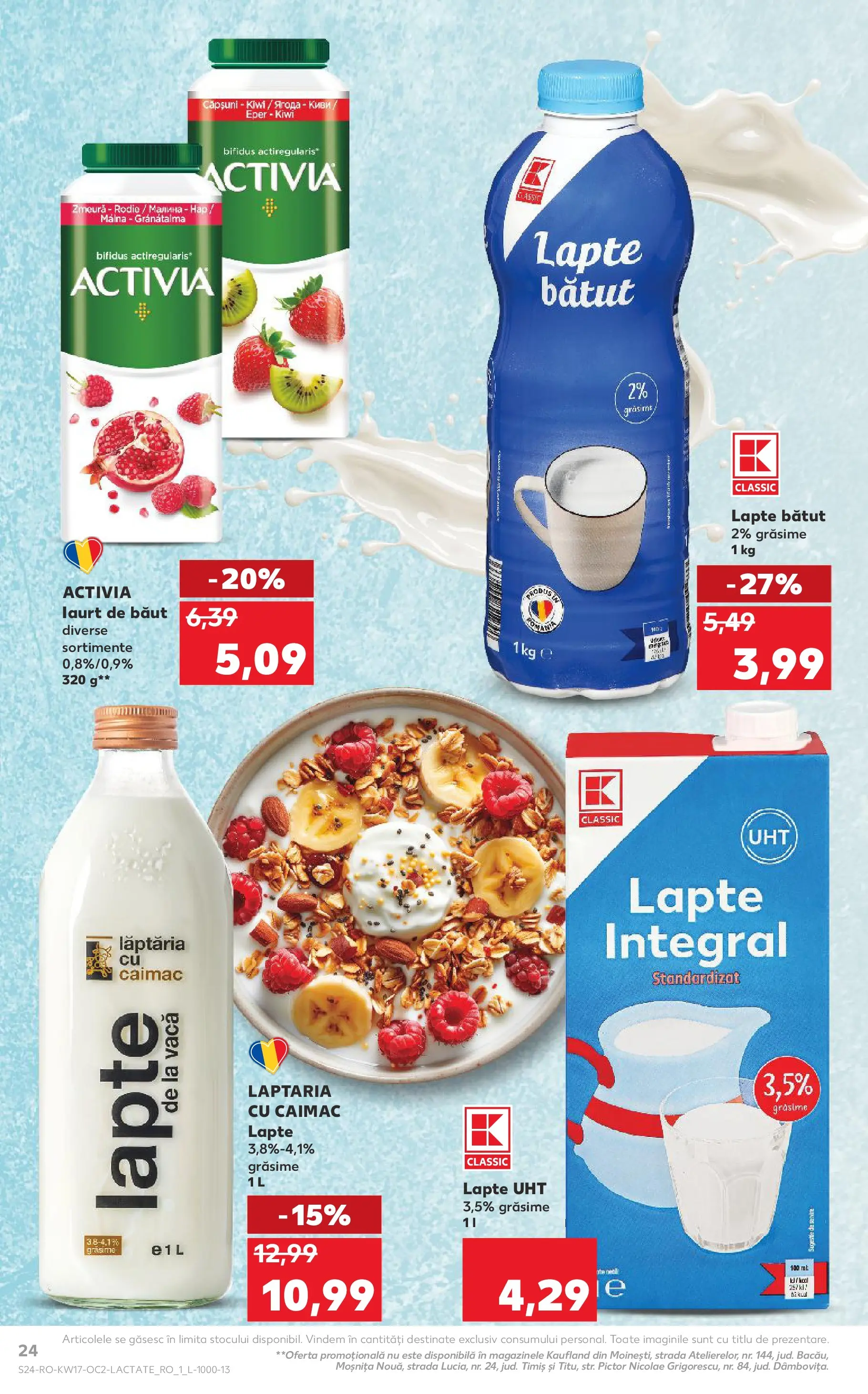 Kaufland Domnesti 22.04.2026 - Revista si Oferta | Pagină: 24 | Produse: Zmeură, Lapte, Căpșuni, Kiwi
