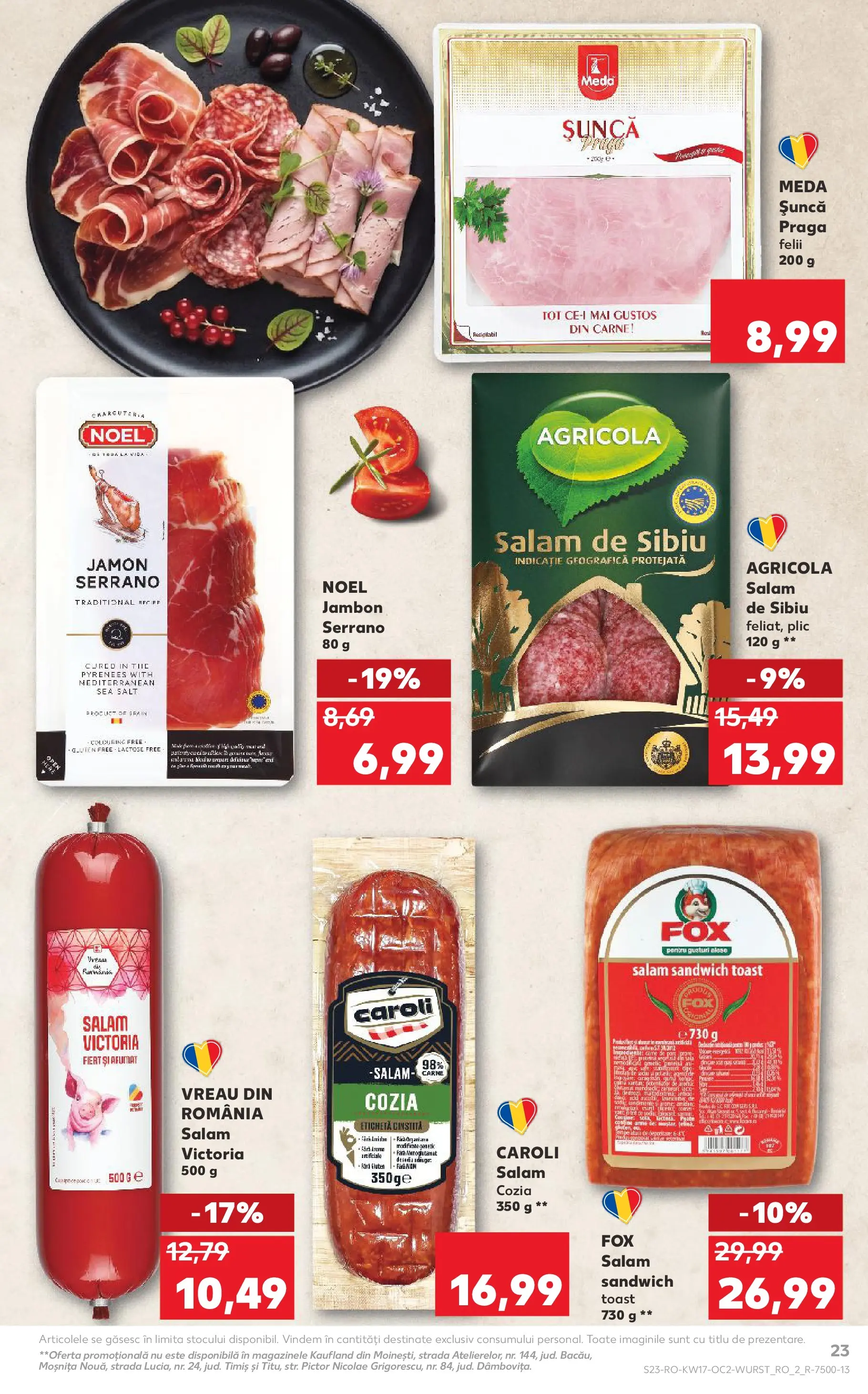 Kaufland Viseu de Sus 22.04.2026 - Revista si Oferta | Pagină: 23 | Produse: Salam, Șuncă