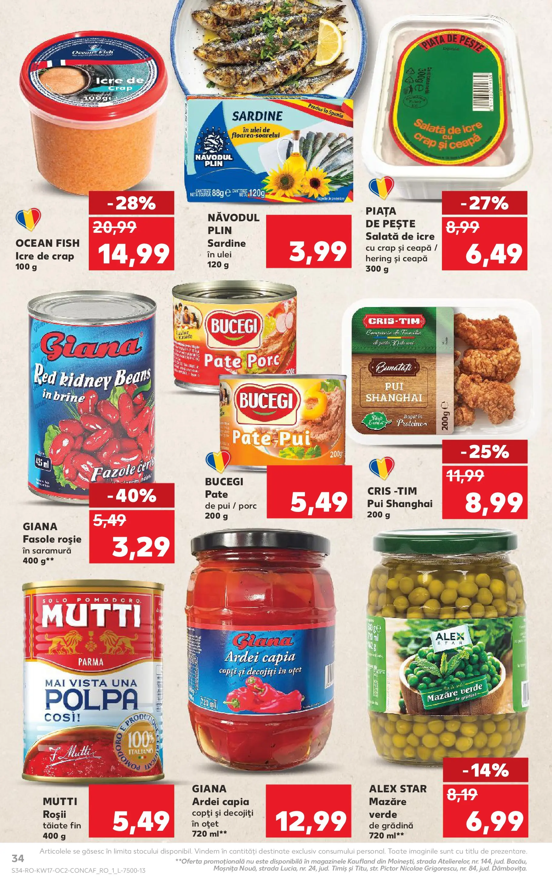 Kaufland Viseu de Sus 22.04.2026 - Revista si Oferta | Pagină: 34 | Produse: Ardei, Konuşturucu Kuş Yemleri, Pește, Ceapă
