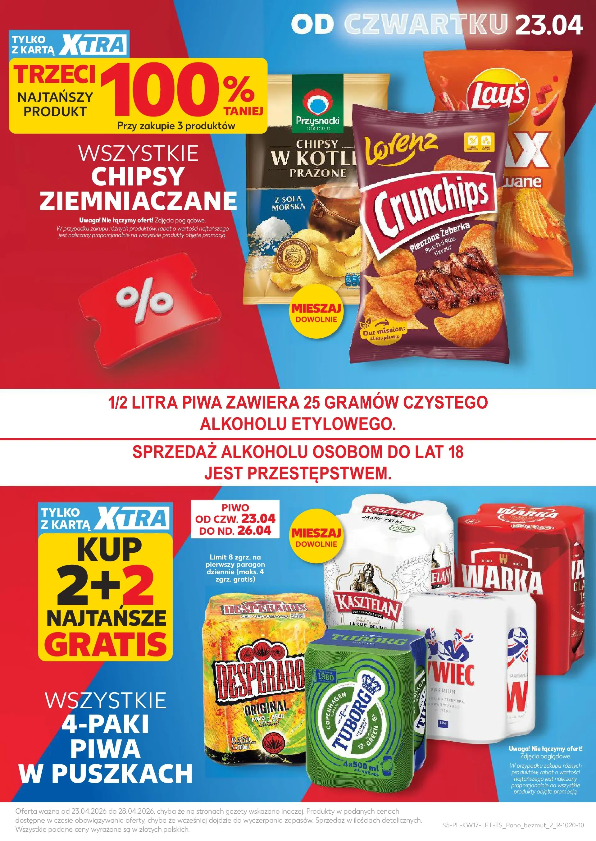 Kaufland gazetka od 23.04.2026 - od jutra PDF | Strona: 5 | Produkty: Karta, Chipsy, Warka, Piwo