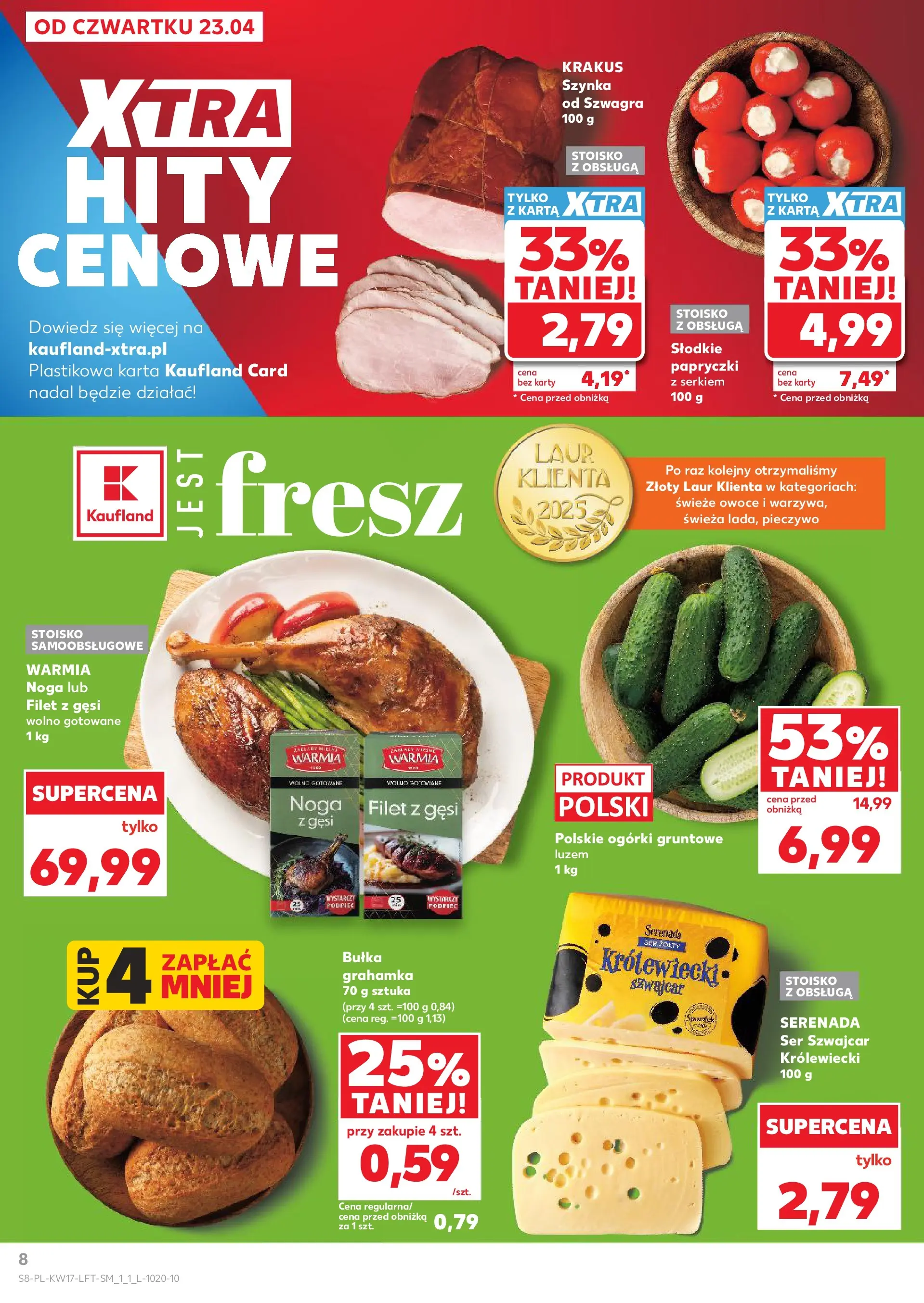 Kaufland gazetka od 23.04.2026 - od jutra PDF | Strona: 8 | Produkty: Ser żółty, Karta, Wolno gotowane, Szynka