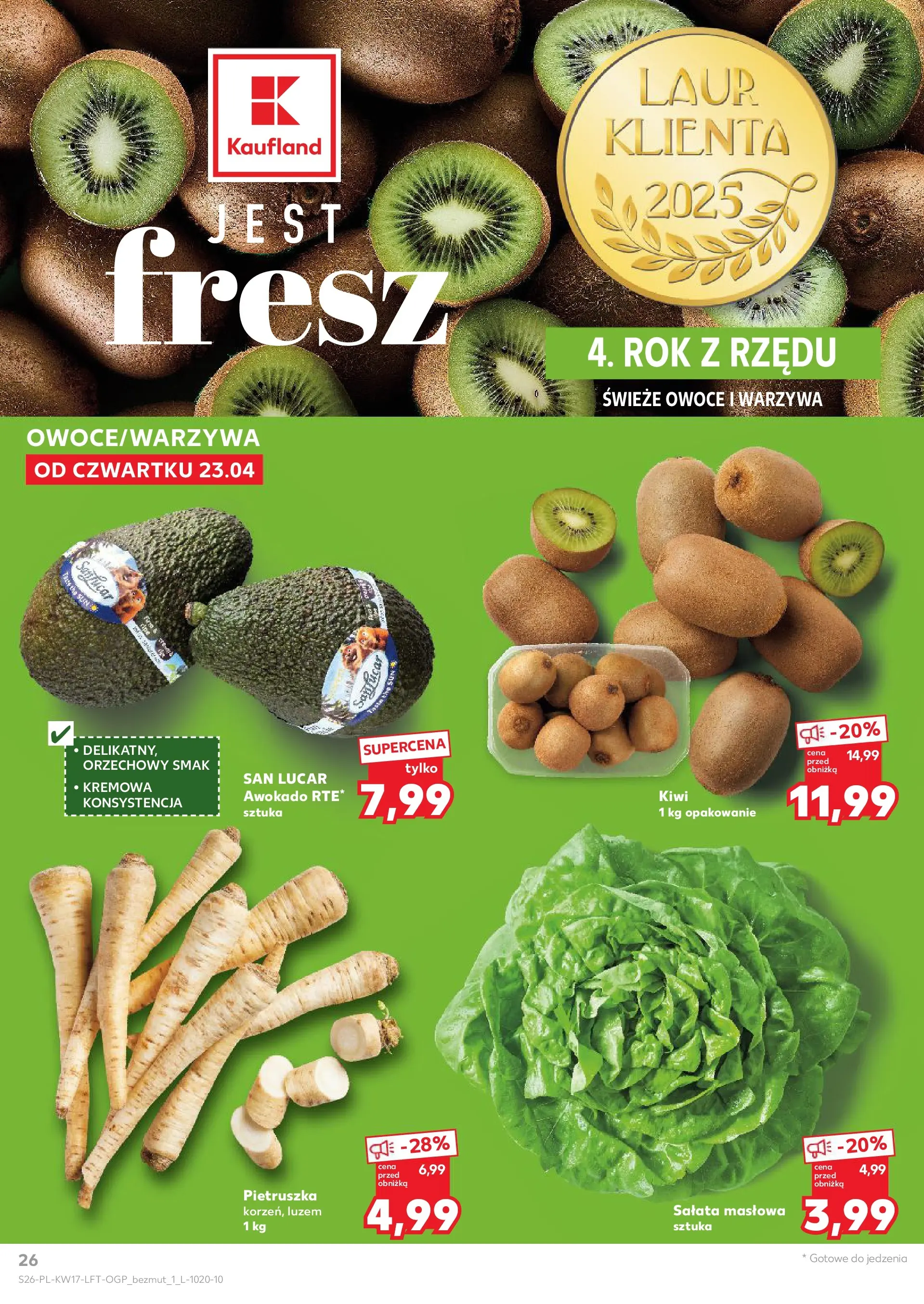 Kaufland gazetka od 23.04.2026 - od jutra PDF | Strona: 26 | Produkty: Pietruszka, Kiwi, Awokado, Warzywa