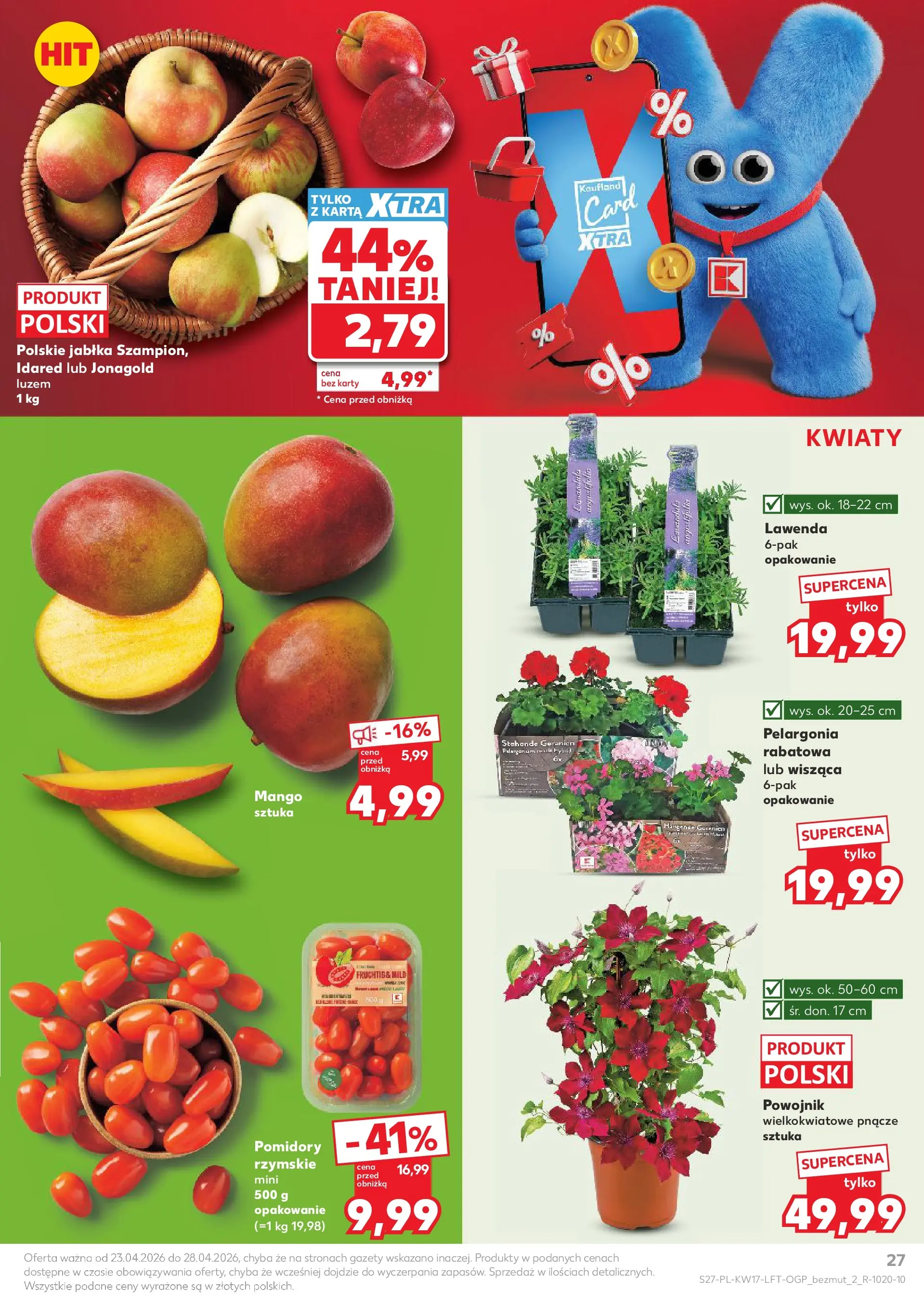 Kaufland gazetka od 23.04.2026 - od jutra PDF | Strona: 27 | Produkty: Mango, Karta, Jabłka, Pomidory
