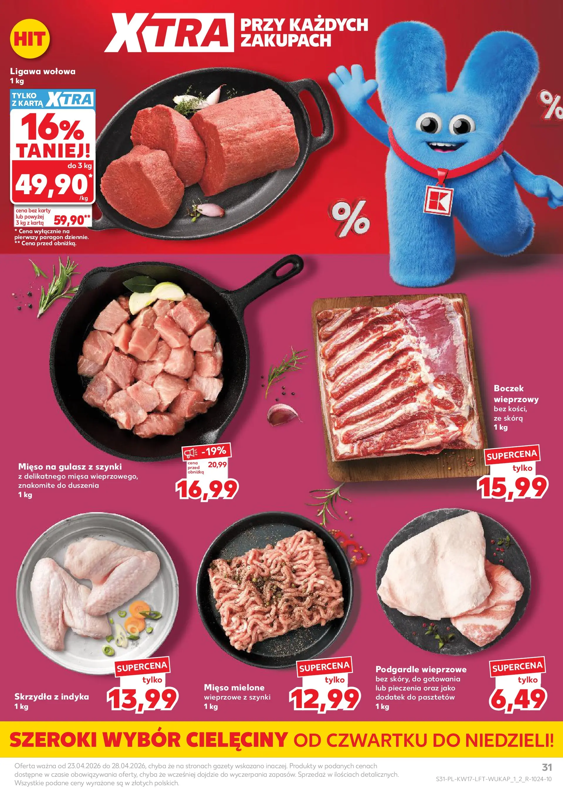 Kaufland gazetka od 23.04.2026 - od jutra PDF | Strona: 31 | Produkty: Karta, Boczek wieprzowy, Mięso na gulasz, Boczek
