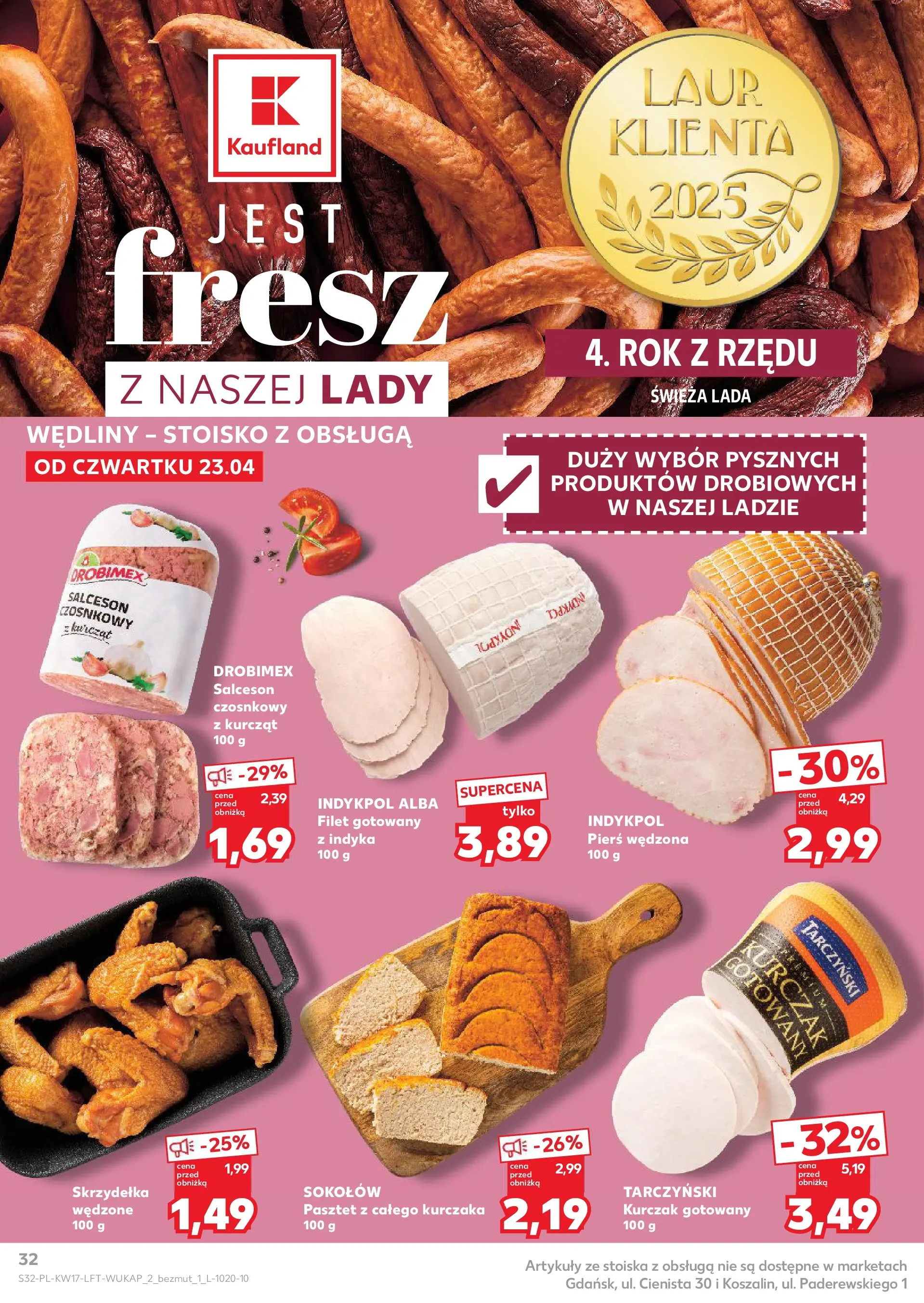 Kaufland gazetka od 23.04.2026 - od jutra PDF | Strona: 32 | Produkty: Kurczak, Wędliny