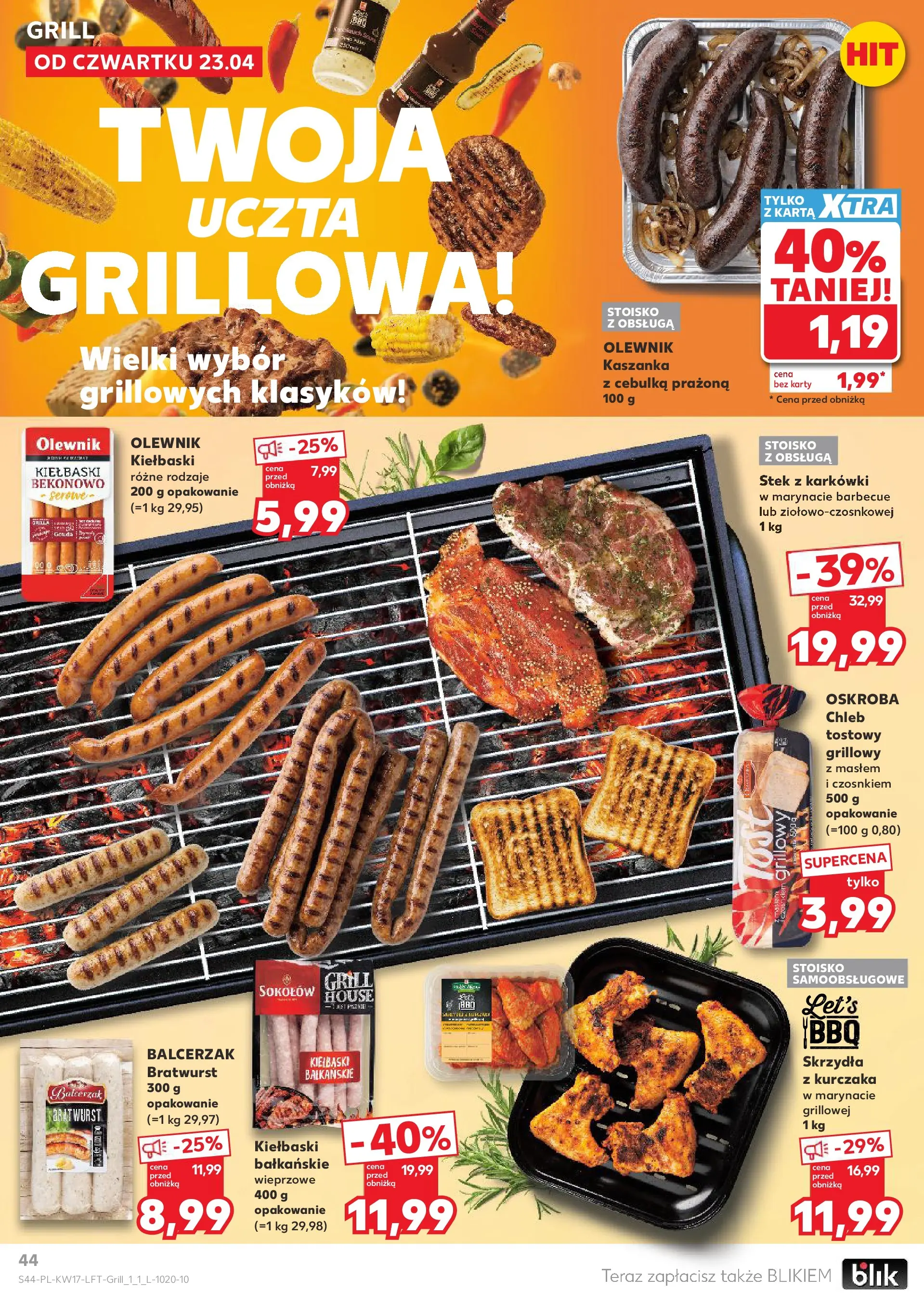 Kaufland gazetka od 23.04.2026 - od jutra PDF | Strona: 44 | Produkty: Karta, Chleb tostowy, Kiełbaski, Chleb