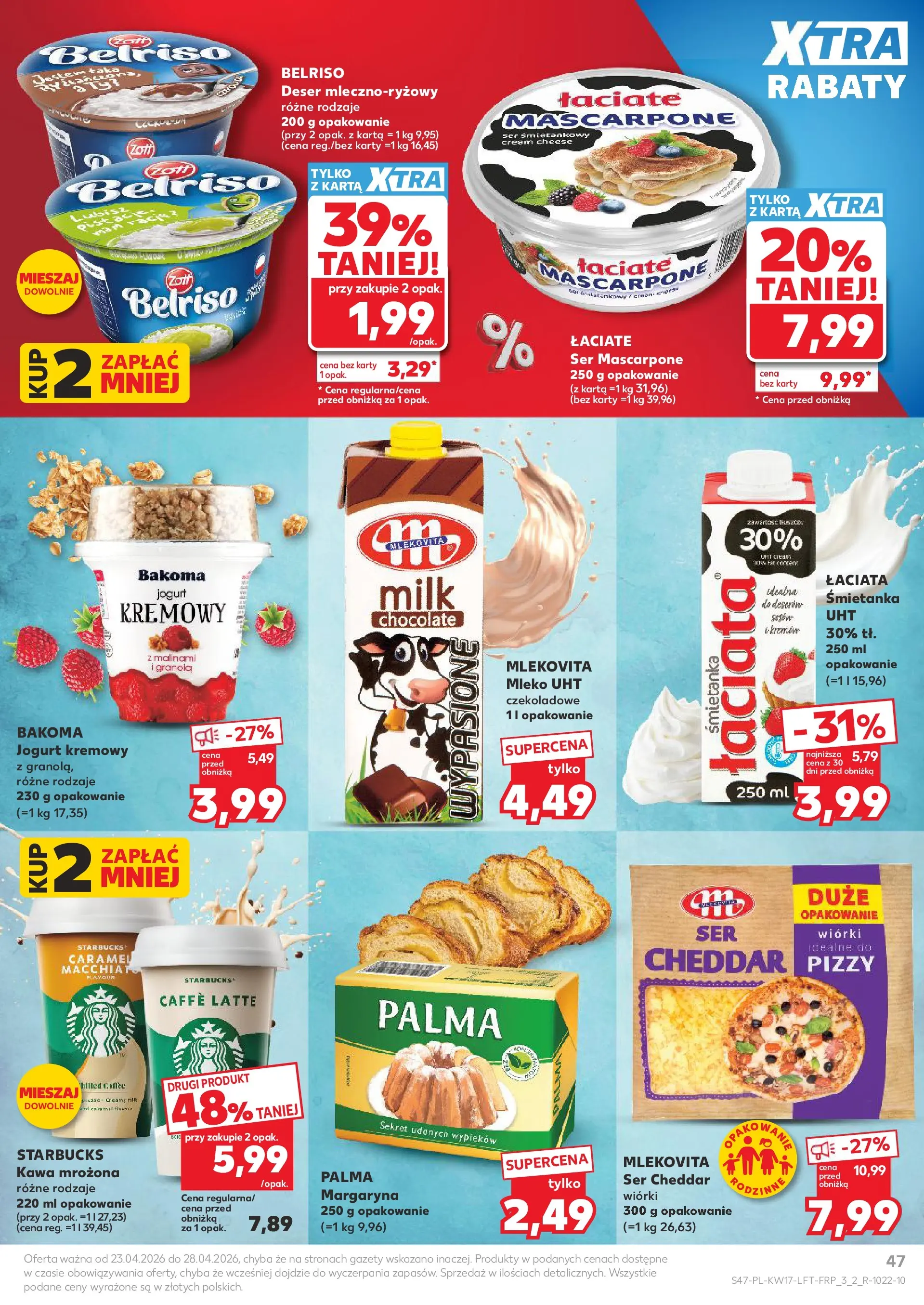 Kaufland gazetka od 23.04.2026 - od jutra PDF | Strona: 47 | Produkty: Mleko, Ser, Cheddar, Ser cheddar