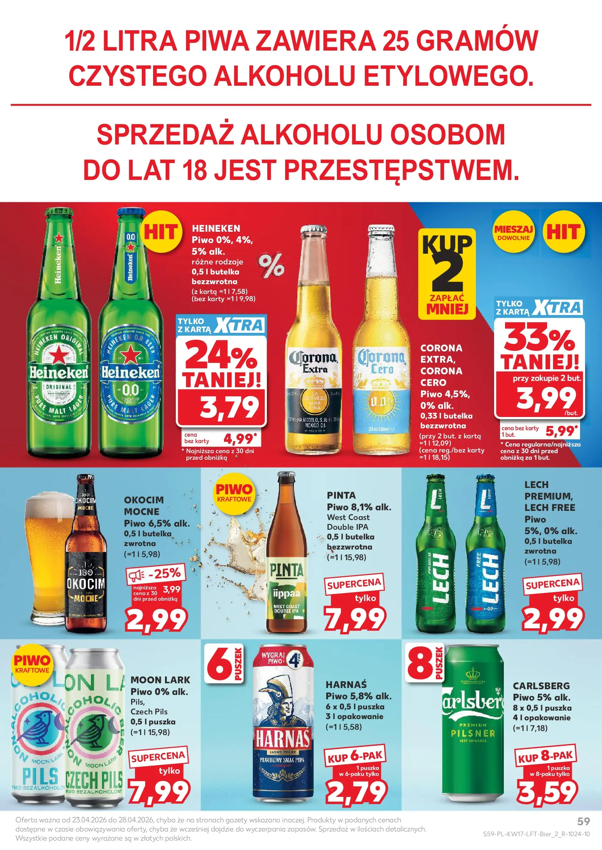 Kaufland gazetka od 23.04.2026 - od jutra PDF | Strona: 59 | Produkty: Karta, Harnaś, Piwo, Heineken