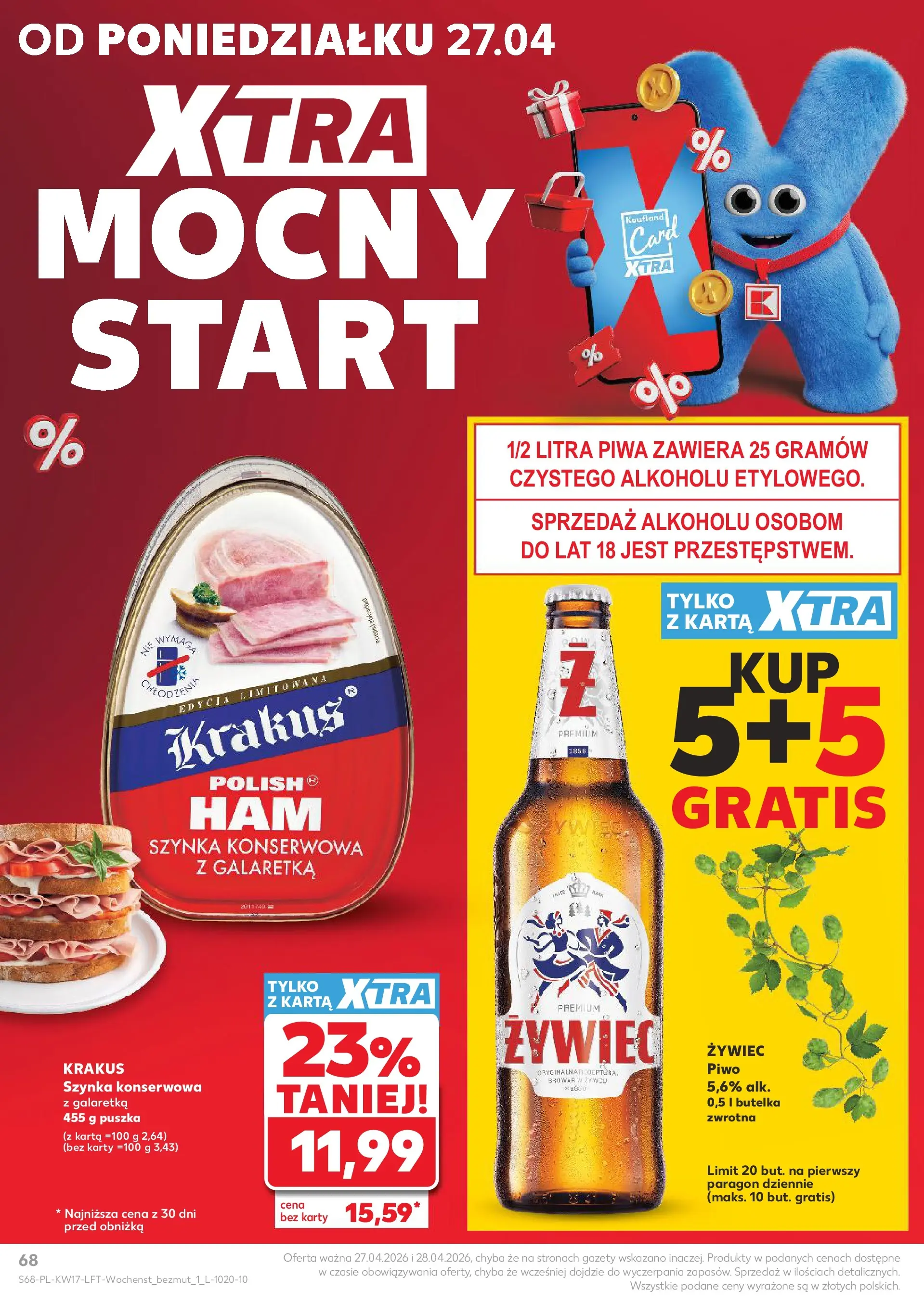 Kaufland gazetka od 23.04.2026 - od jutra PDF | Strona: 68 | Produkty: Karta, Galaretka, Szynka, Piwo