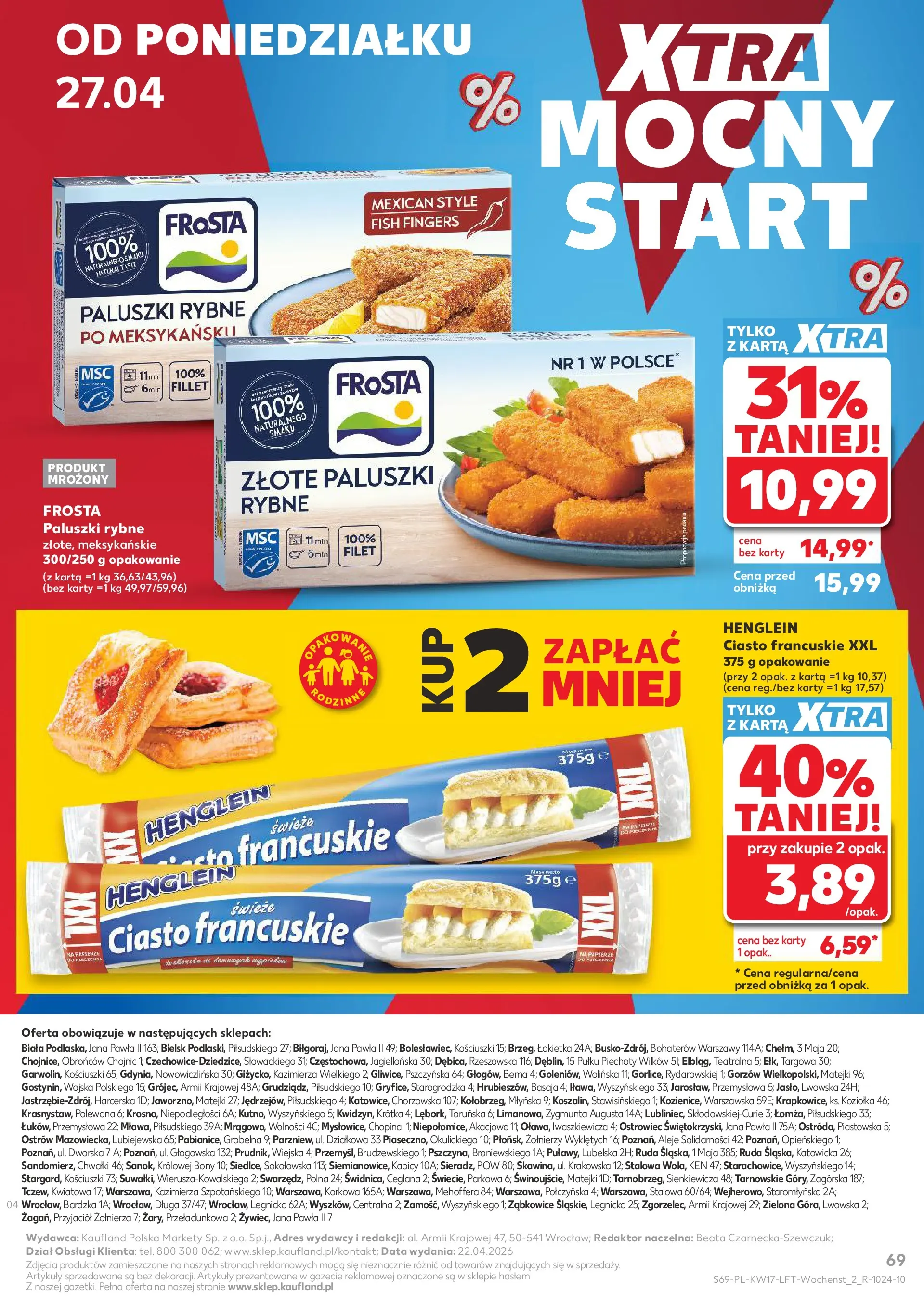 Kaufland gazetka od 23.04.2026 - od jutra PDF | Strona: 69 | Produkty: Ciasto francuskie XXL, Ciasto francuskie, Paluszki rybne, Paluszki