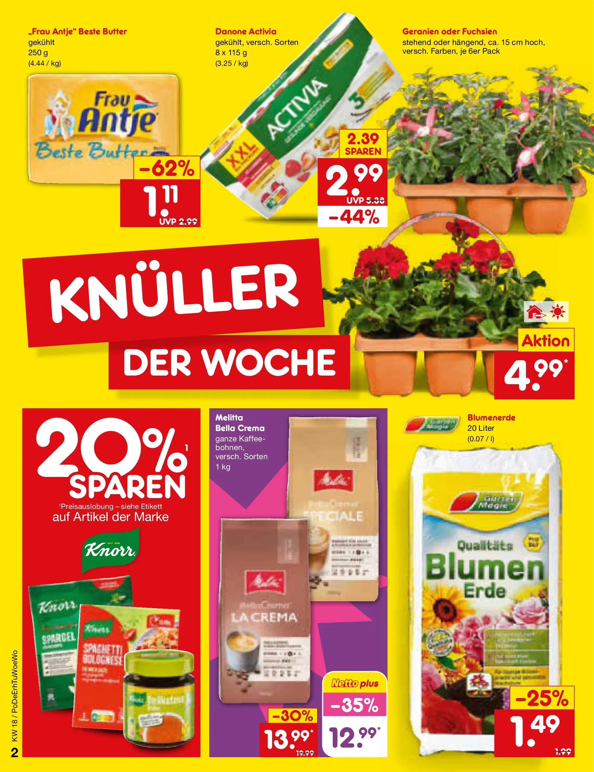 Netto Marken-Discount Prospekt Velden	 (ab 29.04.2026) » Angebote | Seite: 17 | Produkte: Danone activia, Butter, Blumen, Blumenerde