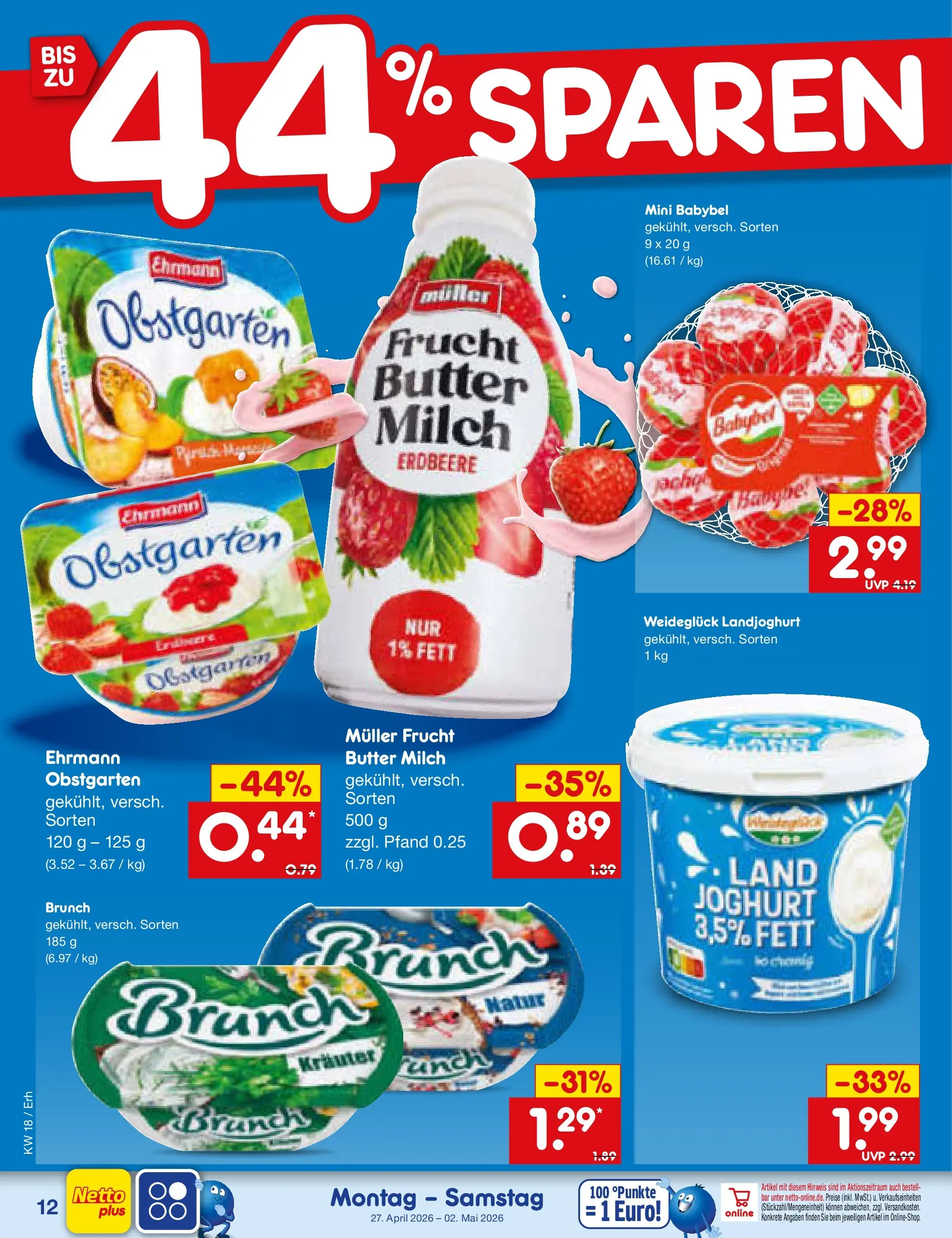 Netto Marken-Discount Prospekt Velden	 (ab 29.04.2026) » Angebote | Seite: 29 | Produkte: Milch, Butter, Joghurt, Babybel