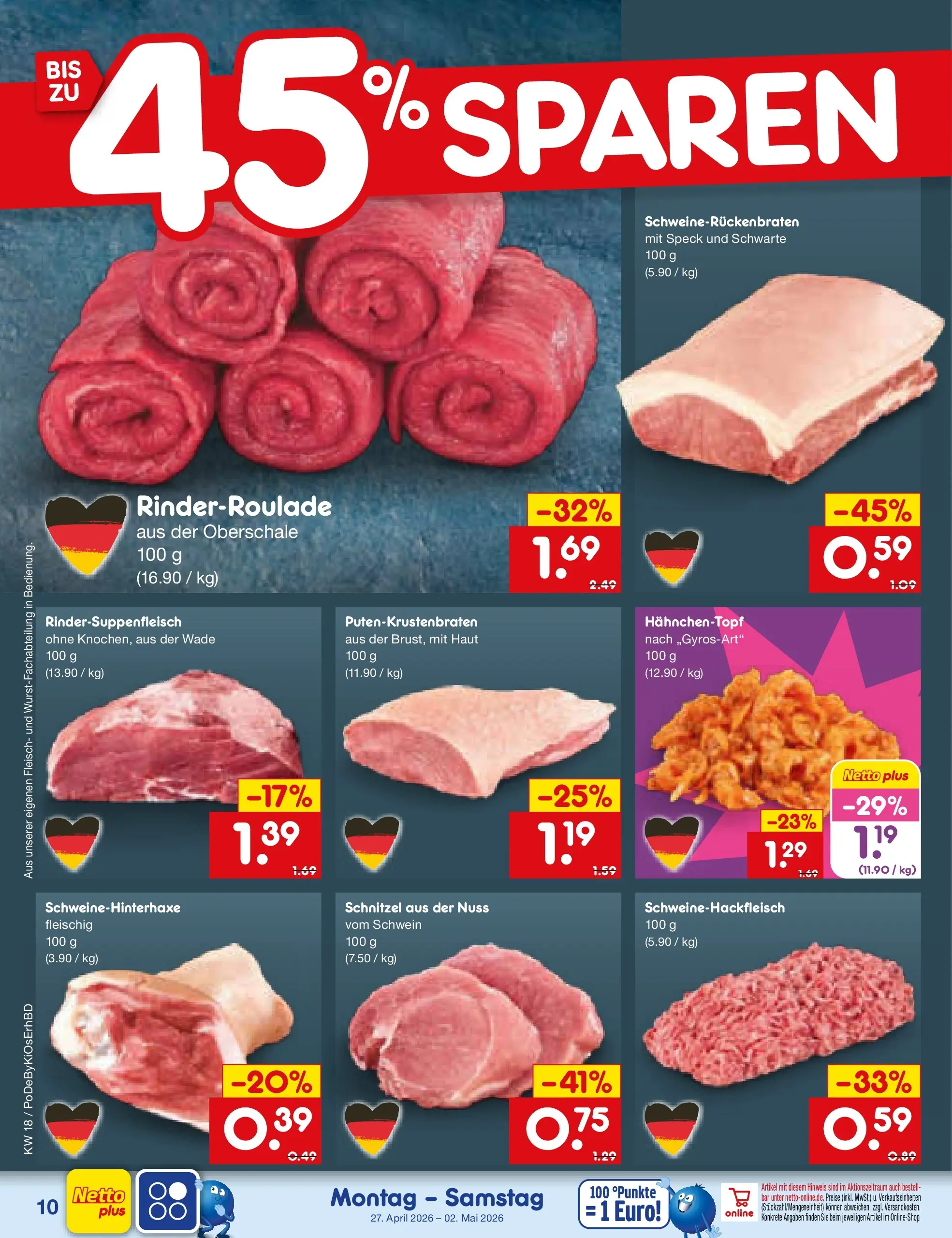 Netto Marken-Discount Prospekt Velden	 (ab 29.04.2026) » Angebote | Seite: 27 | Produkte: Schnitzel, Fleisch