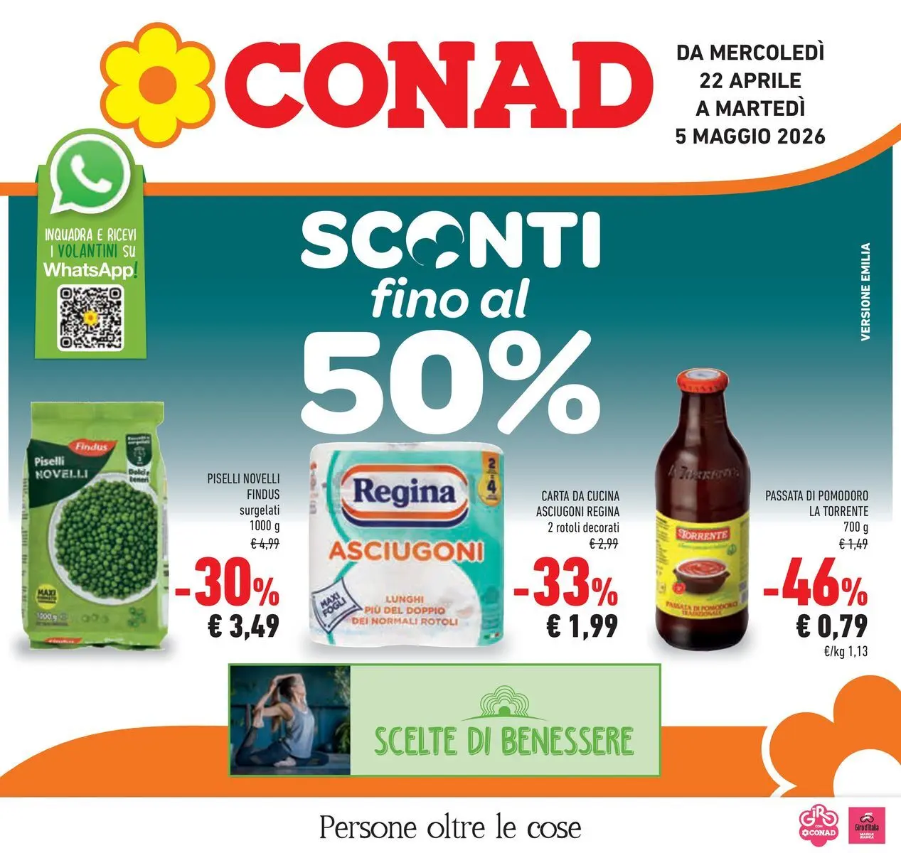 Volantino Conad dal 22/04/2026 > Anteprima | Pagina: 1 | Prodotti: Pomodoro, Passata di pomodoro, Piselli