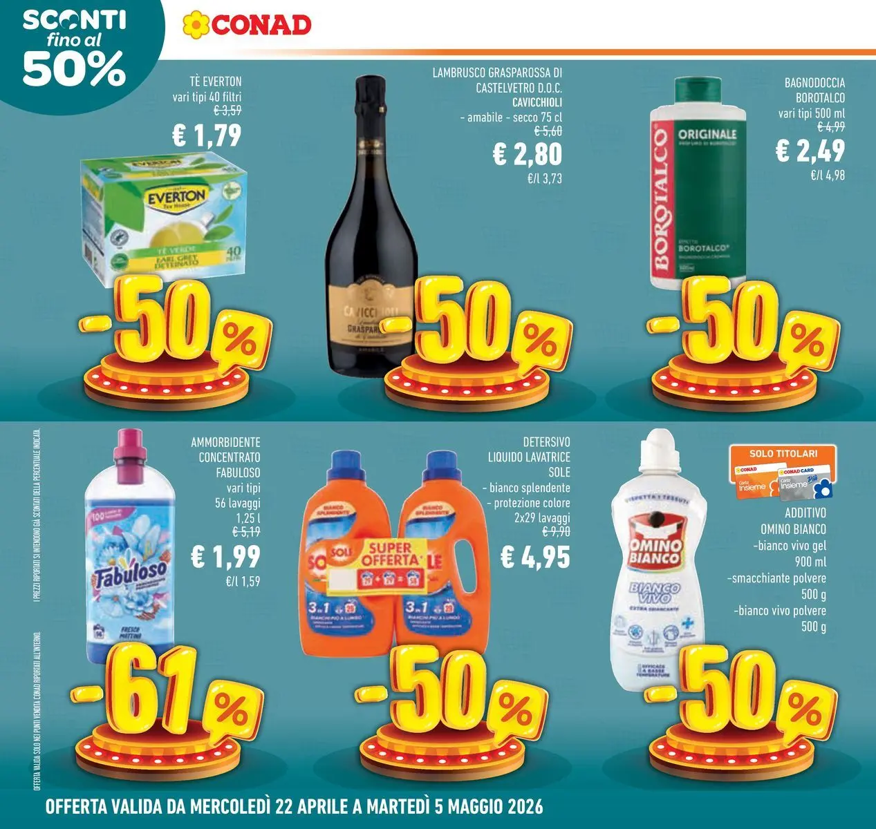 Volantino Conad dal 22/04/2026 > Anteprima | Pagina: 4 | Prodotti: Ammorbidente, Tè, Lavatrice