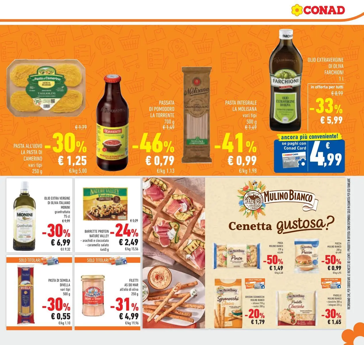 Volantino Conad dal 22/04/2026 > Anteprima | Pagina: 23 | Prodotti: Cioccolato, Pasta, Olio extra vergine, Grissini