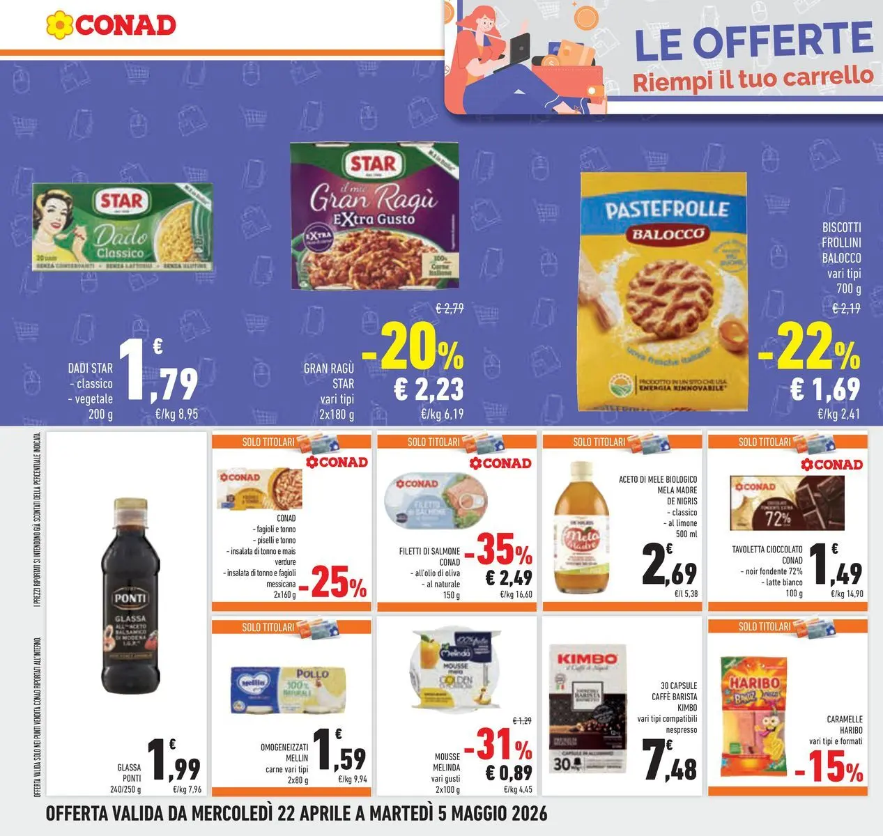 Volantino Conad dal 22/04/2026 > Anteprima | Pagina: 30 | Prodotti: Cioccolato, Insalata, Limone, Piselli