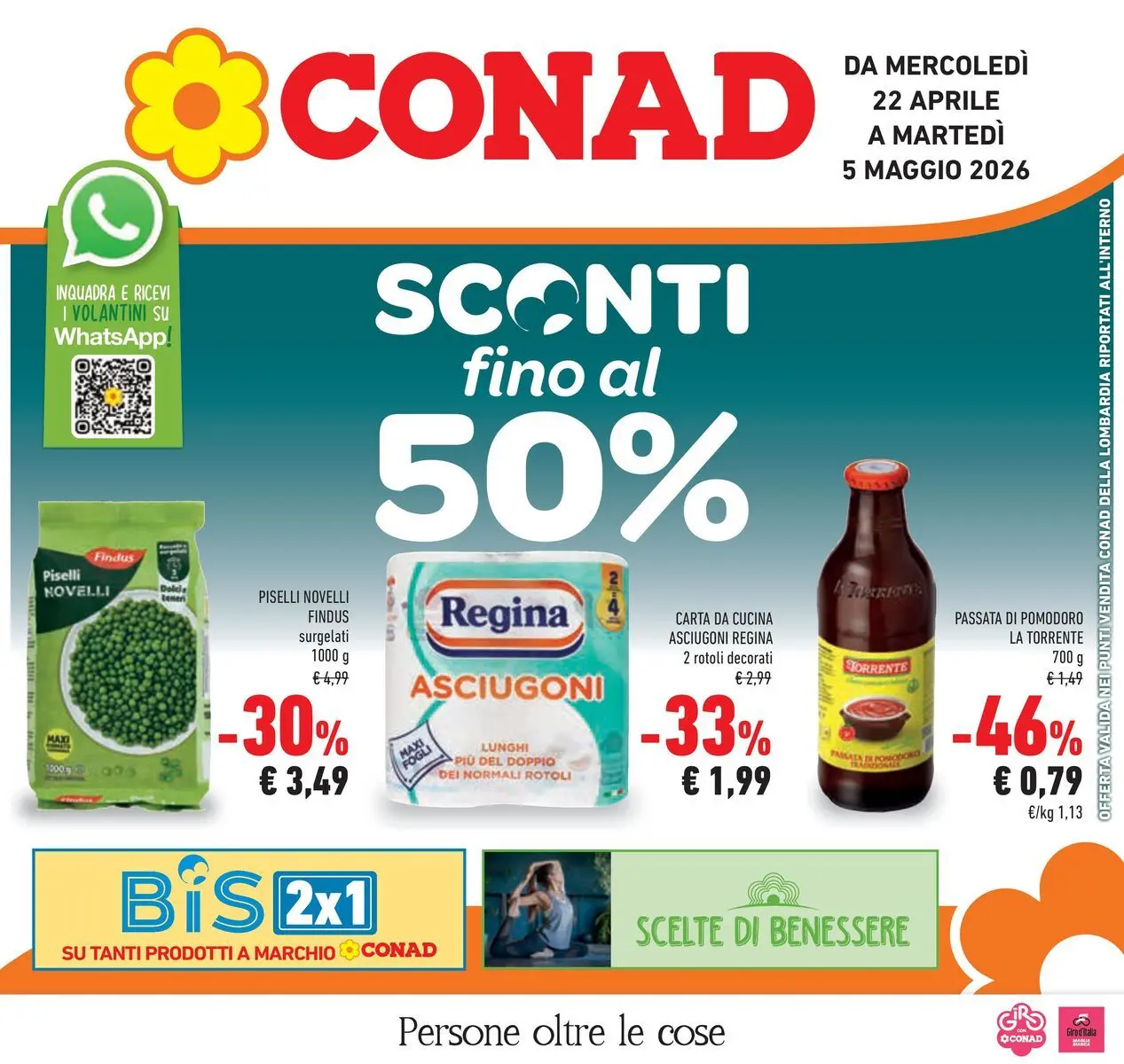 Volantino Conad dal 22/04/2026 > Anteprima | Pagina: 1 | Prodotti: Pomodoro, Passata di pomodoro, Piselli