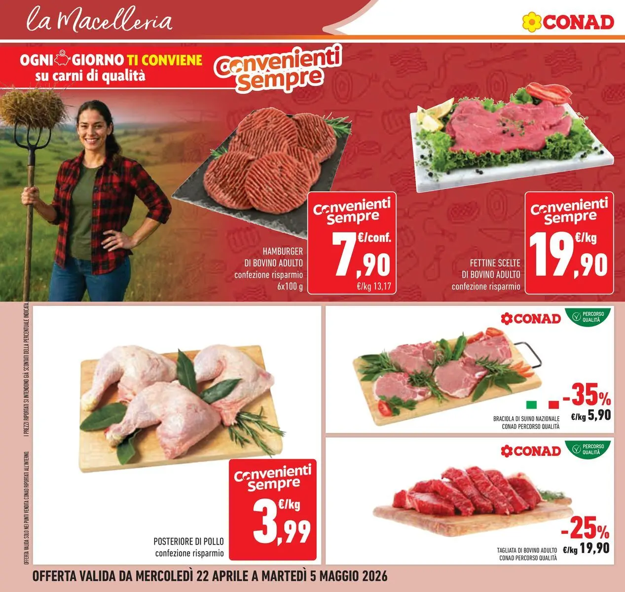 Volantino Conad dal 22/04/2026 > Anteprima | Pagina: 16 | Prodotti: Bovino, Pollo, Suino, Hamburger