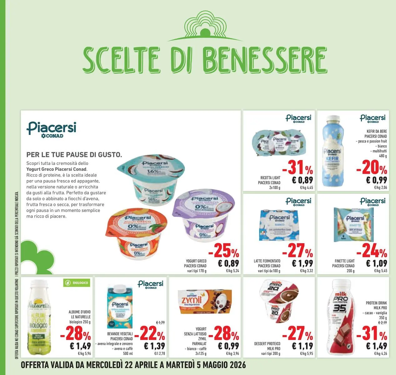 Volantino Conad dal 22/04/2026 > Anteprima | Pagina: 20 | Prodotti: Yogurt, Fiocchi, Latte, Pesca