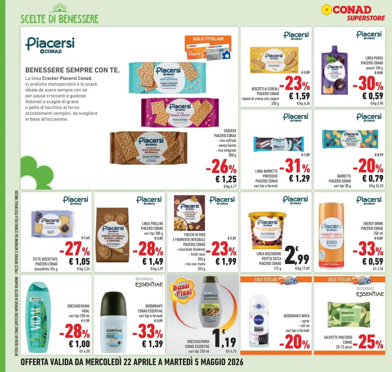 Volantino Conad dal 22/04/2026 > Anteprima | Pagina: 22 | Prodotti: Cioccolato, Riso, Farina, Frollini