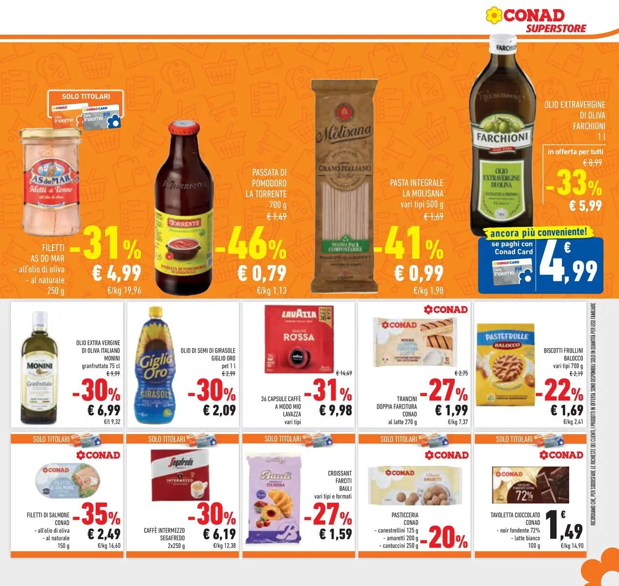 Volantino Conad dal 22/04/2026 > Anteprima | Pagina: 27 | Prodotti: Salmone, Pasta, Olio extra vergine, Lavazza