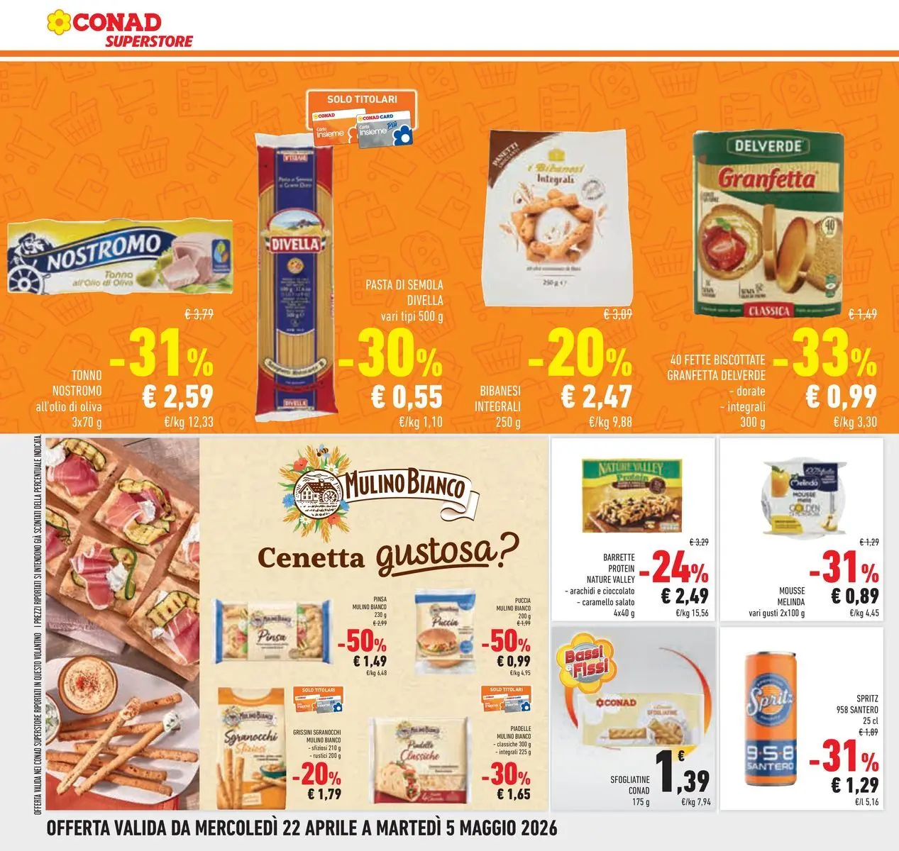 Volantino Conad dal 22/04/2026 > Anteprima | Pagina: 28 | Prodotti: Pasta, Tonno, Arachidi, Fette biscottate