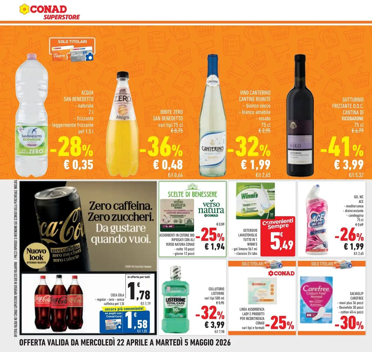 Volantino Conad dal 22/04/2026 > Anteprima | Pagina: 30 | Prodotti: Collutorio, Candeggina, Acqua, Lavastoviglie