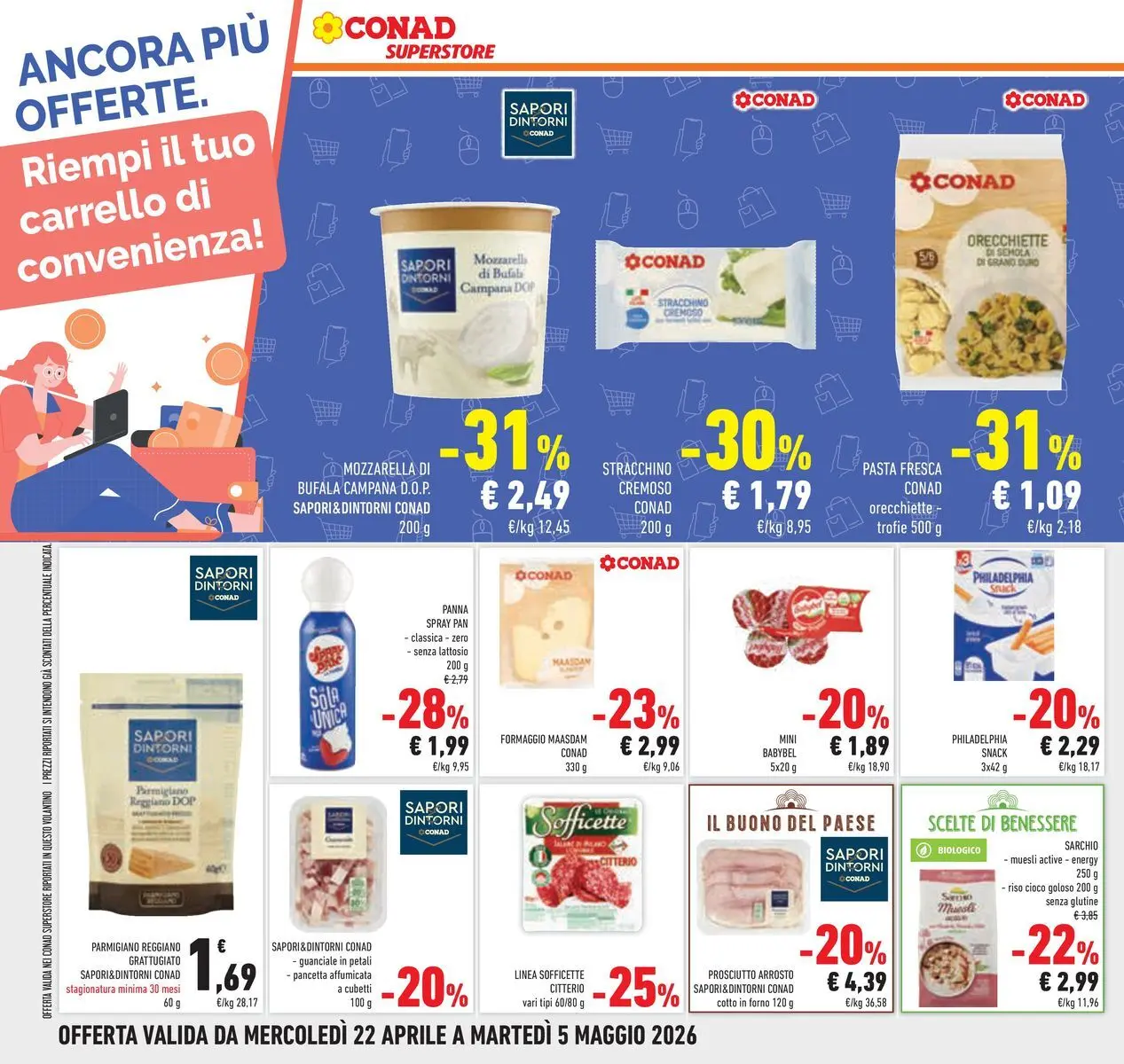 Volantino Conad dal 22/04/2026 > Anteprima | Pagina: 34 | Prodotti: Riso, Pancetta, Mozzarella, Formaggio