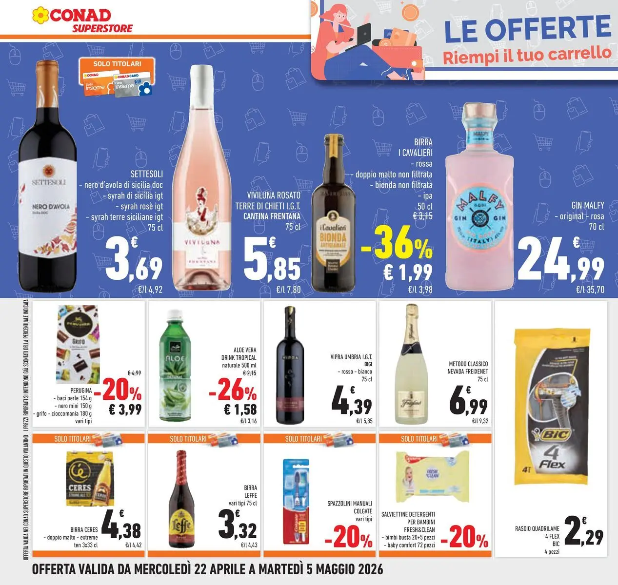 Volantino Conad dal 22/04/2026 > Anteprima | Pagina: 36 | Prodotti: Gin, Carrello, Ceres, Aloe vera