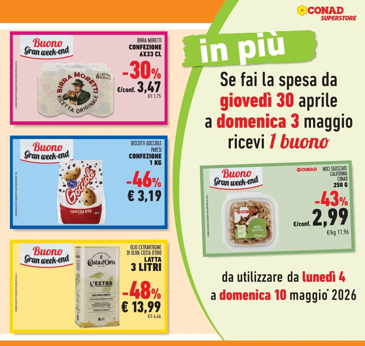 Volantino Conad dal 22/04/2026 > Anteprima | Pagina: 45 | Prodotti: Biscotti, Olio, Olive, Noci