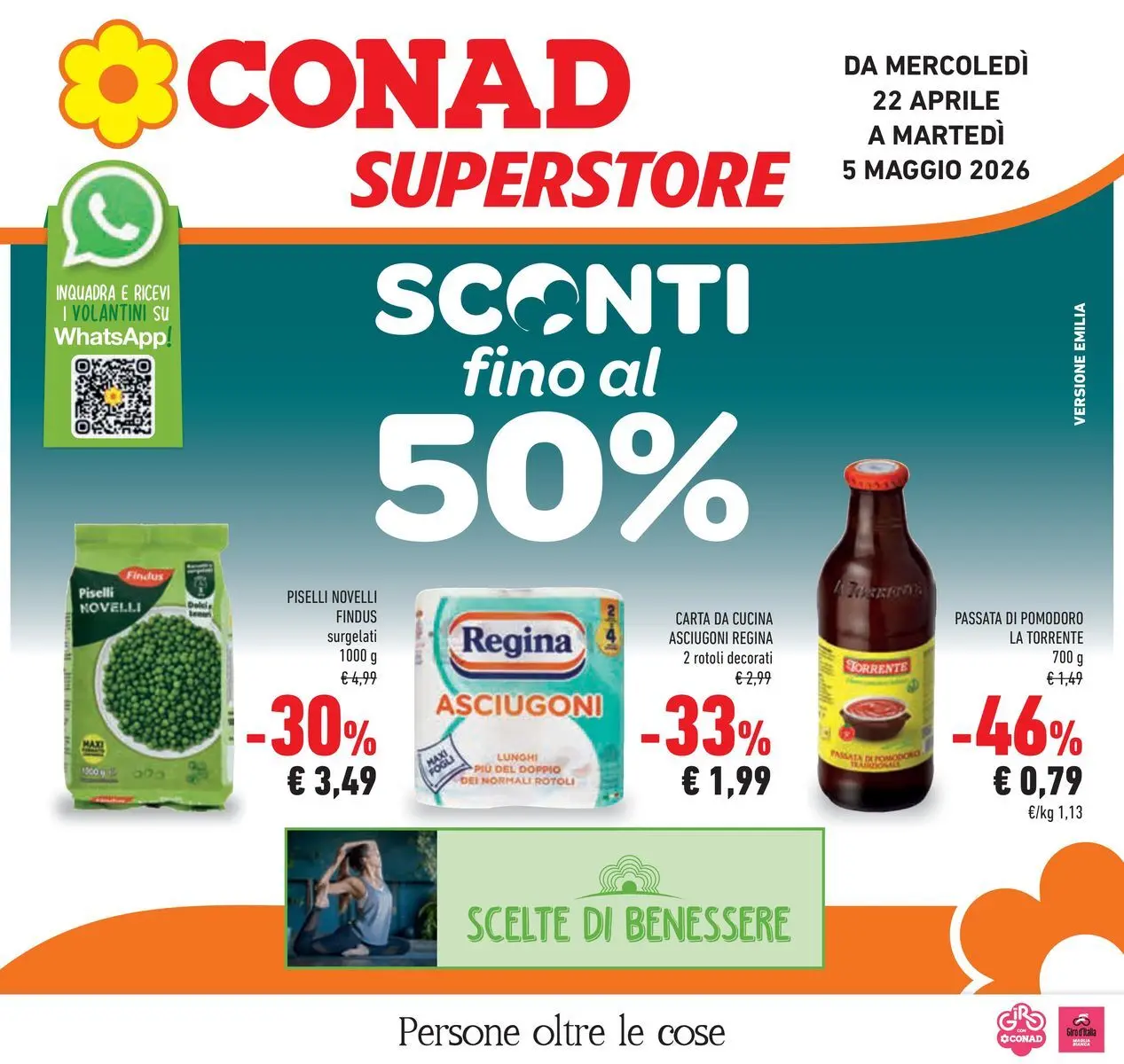 Volantino Conad dal 22/04/2026 > Anteprima | Pagina: 1 | Prodotti: Pomodoro, Passata di pomodoro, Piselli