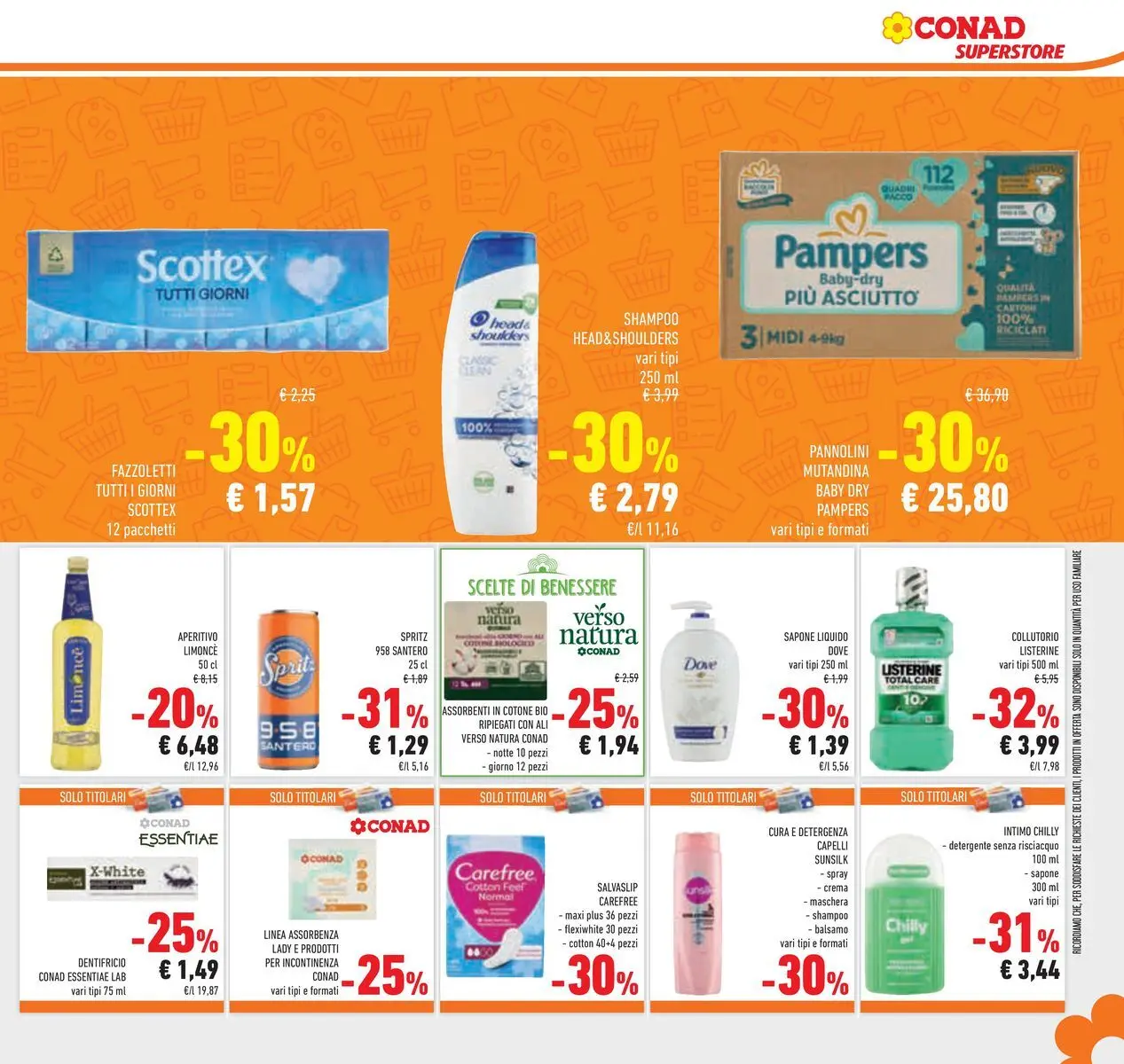 Volantino Conad dal 22/04/2026 > Anteprima | Pagina: 27 | Prodotti: Maschera, Collutorio, Detergente, Pampers