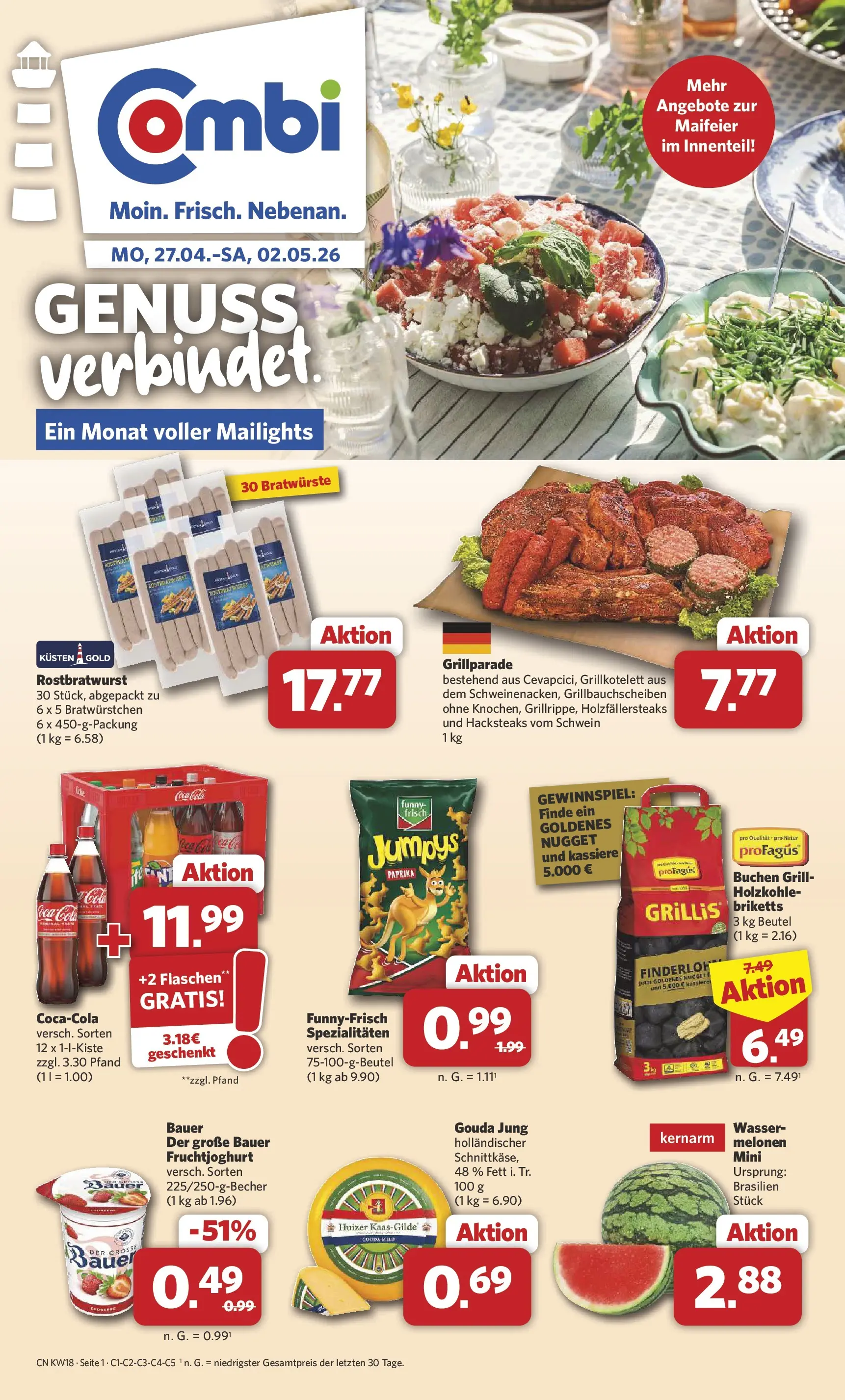 Combi Prospekt Twistringen (ab 27.04.2026) zum Blättern | Seite: 1 | Produkte: Grill, Gouda, Fruchtjoghurt, Paprika