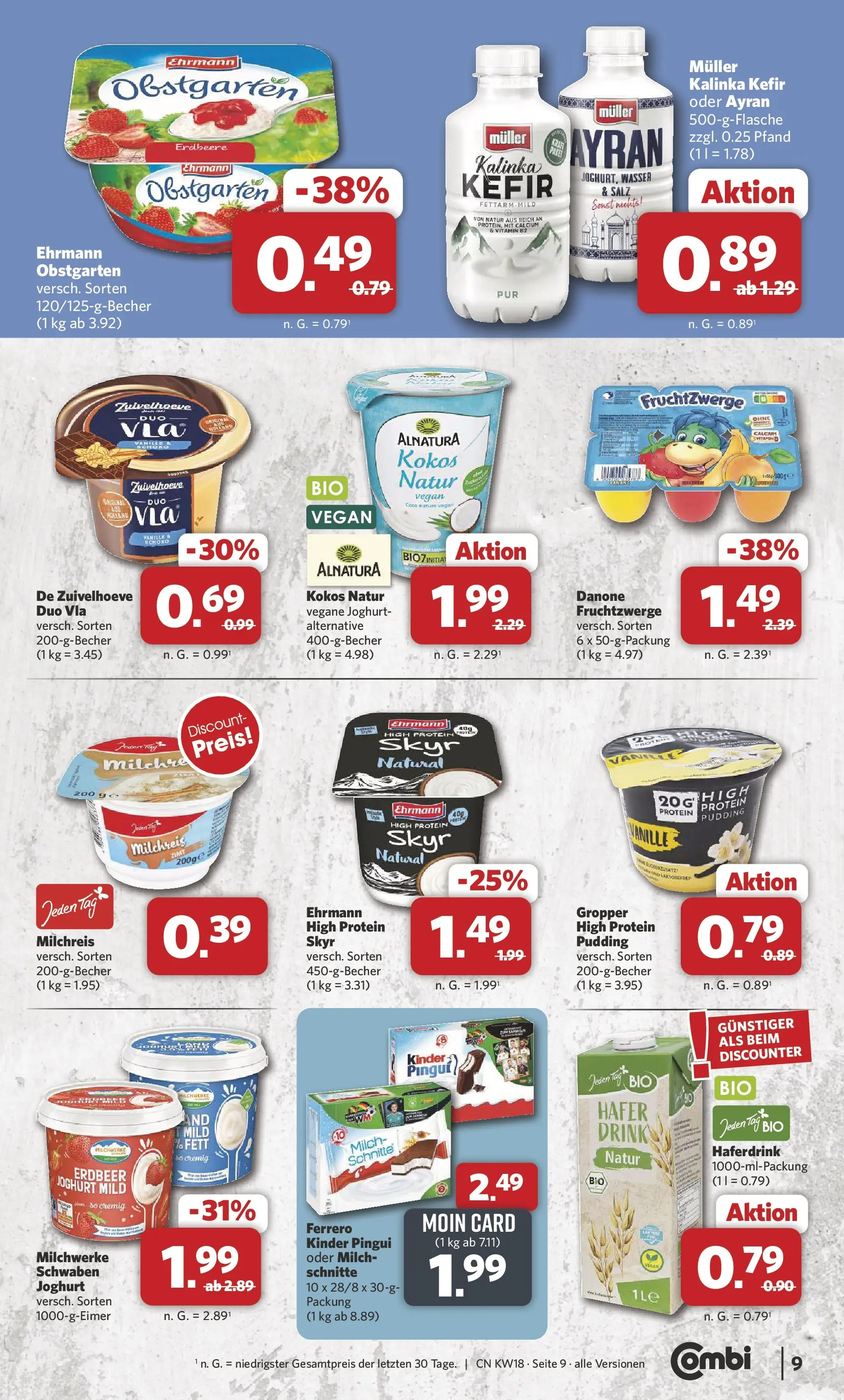 Combi Prospekt Hille  (ab 27.04.2026) zum Blättern | Seite: 9 | Produkte: Fruchtzwerge, Pudding, Wasser, Salz