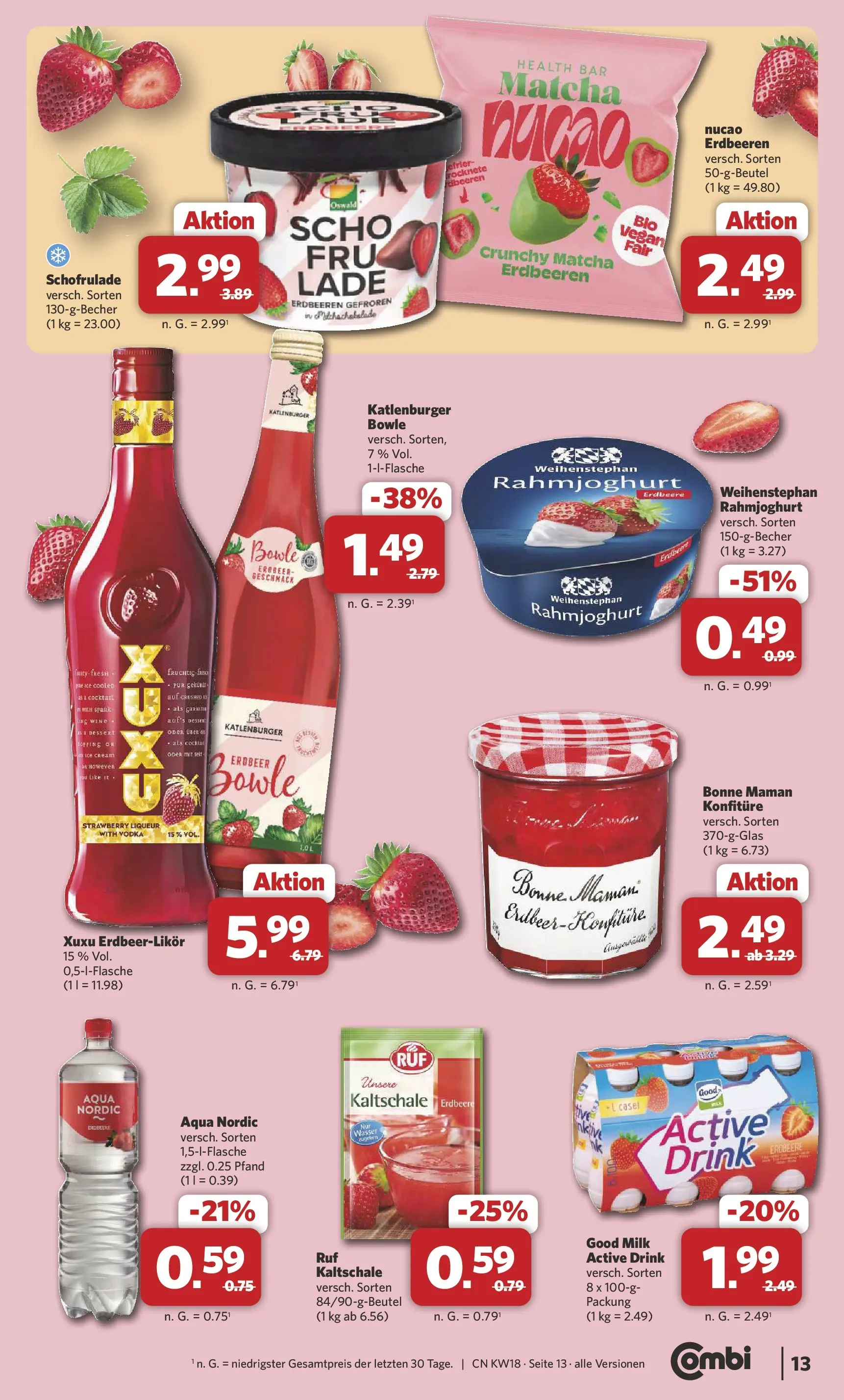 Combi Prospekt Hille  (ab 27.04.2026) zum Blättern | Seite: 13 | Produkte: Vodka, Erdbeeren, Bonne maman