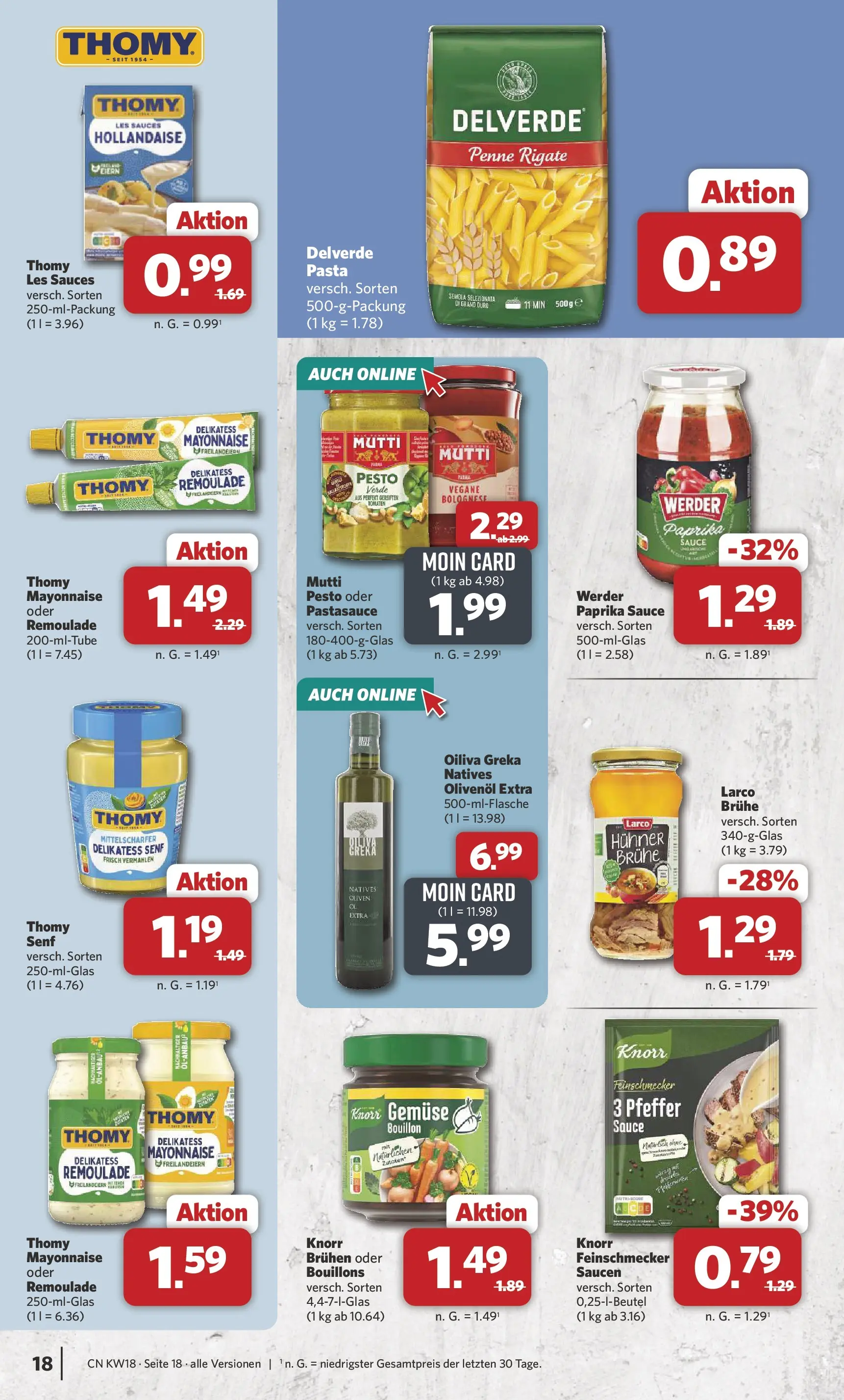 Combi Prospekt Hille  (ab 27.04.2026) zum Blättern | Seite: 18 | Produkte: Thomy les sauces, Knorr, Mayonnaise, Pasta