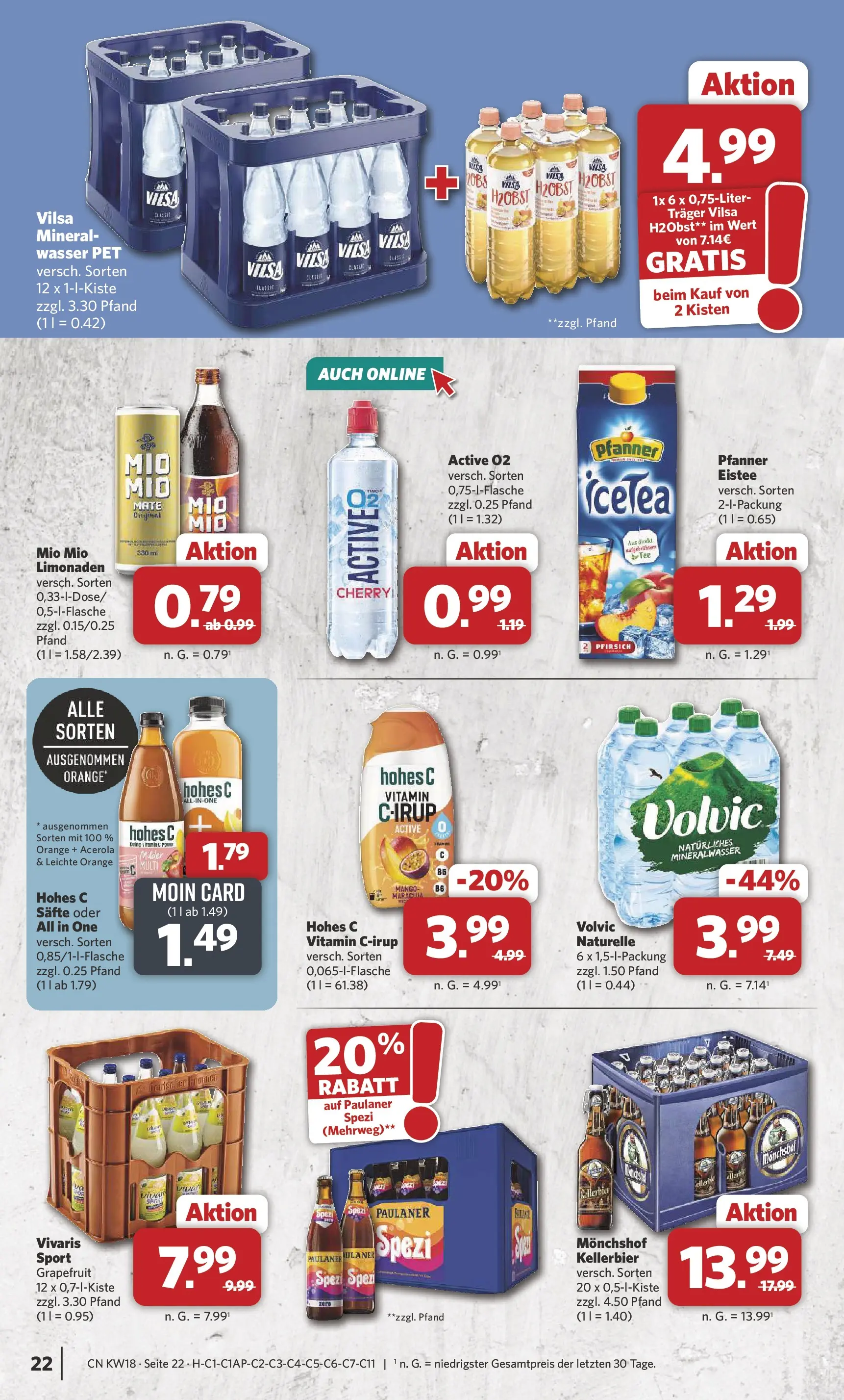 Combi Prospekt Dülmen (ab 27.04.2026) zum Blättern | Seite: 22 | Produkte: Monchshof, Mineralwasser, Mango, Volvic