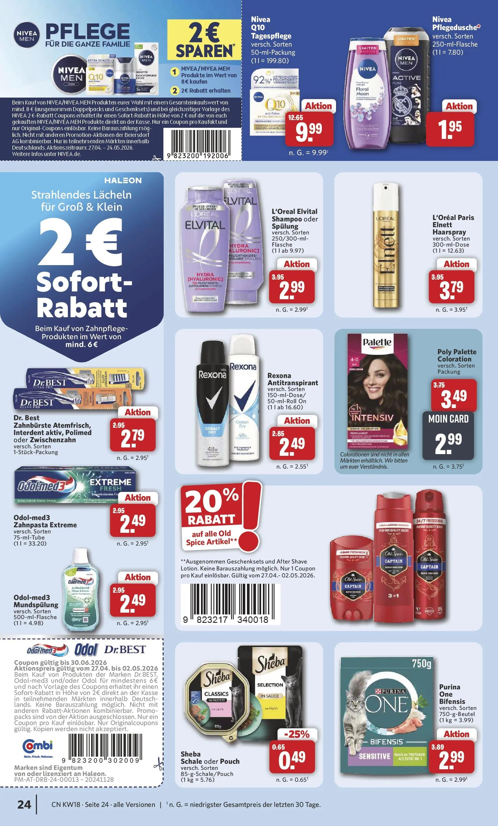 Combi Prospekt Hille  (ab 27.04.2026) zum Blättern | Seite: 24 | Produkte: Shampoo, Spülung, Haarspray, Zahnbürste