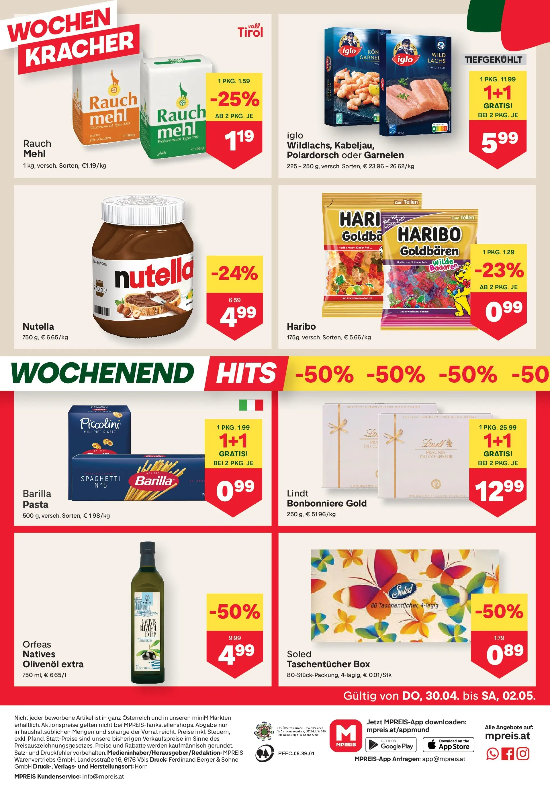 MPREIS Pfunds von 30.04.2026 - Aktuelle Angebote | Seite: 12 | Produkte: Pasta, Box, Hajdina liszt