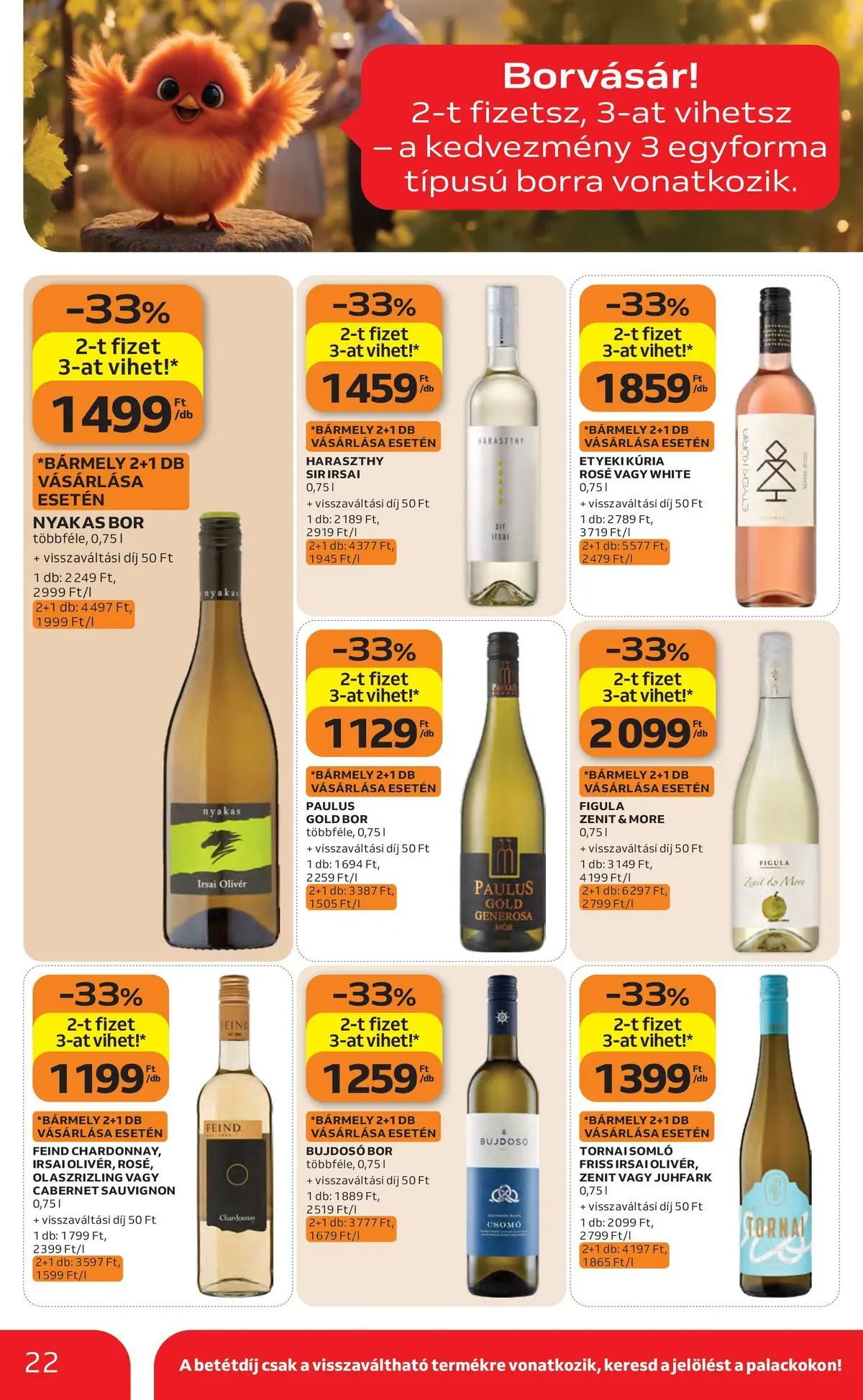 Auchan akciós újság Szolnok - 2026.04.23. -tól/töl > akció, lapozható szórólap 🛍️ | Oldal: 22 | Termékek: Bor