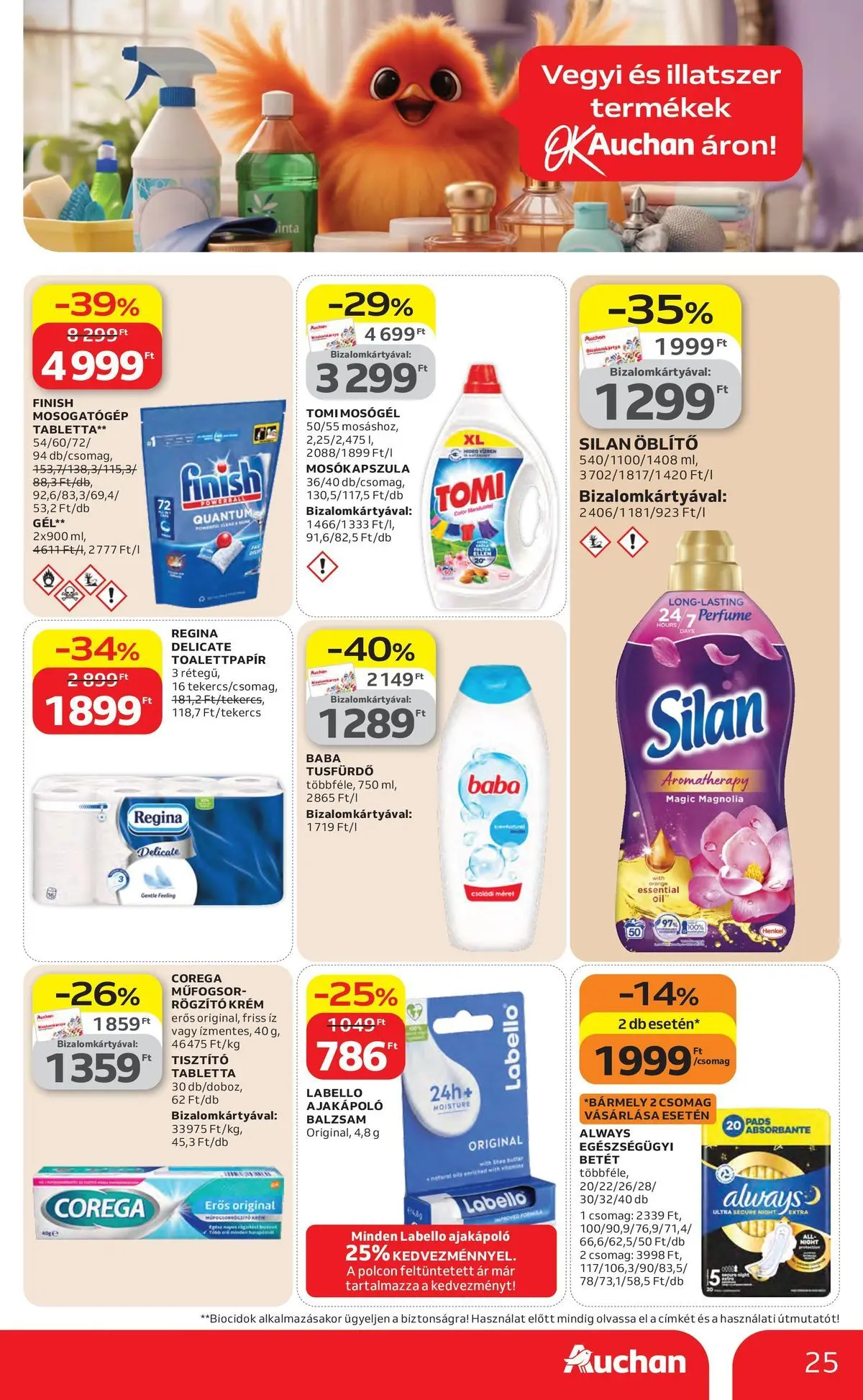 Auchan akciós újság Szolnok - 2026.04.23. -tól/töl > akció, lapozható szórólap 🛍️ | Oldal: 25 | Termékek: Mosogatógép, Mosókapszula, Öblítő, Tusfürdő