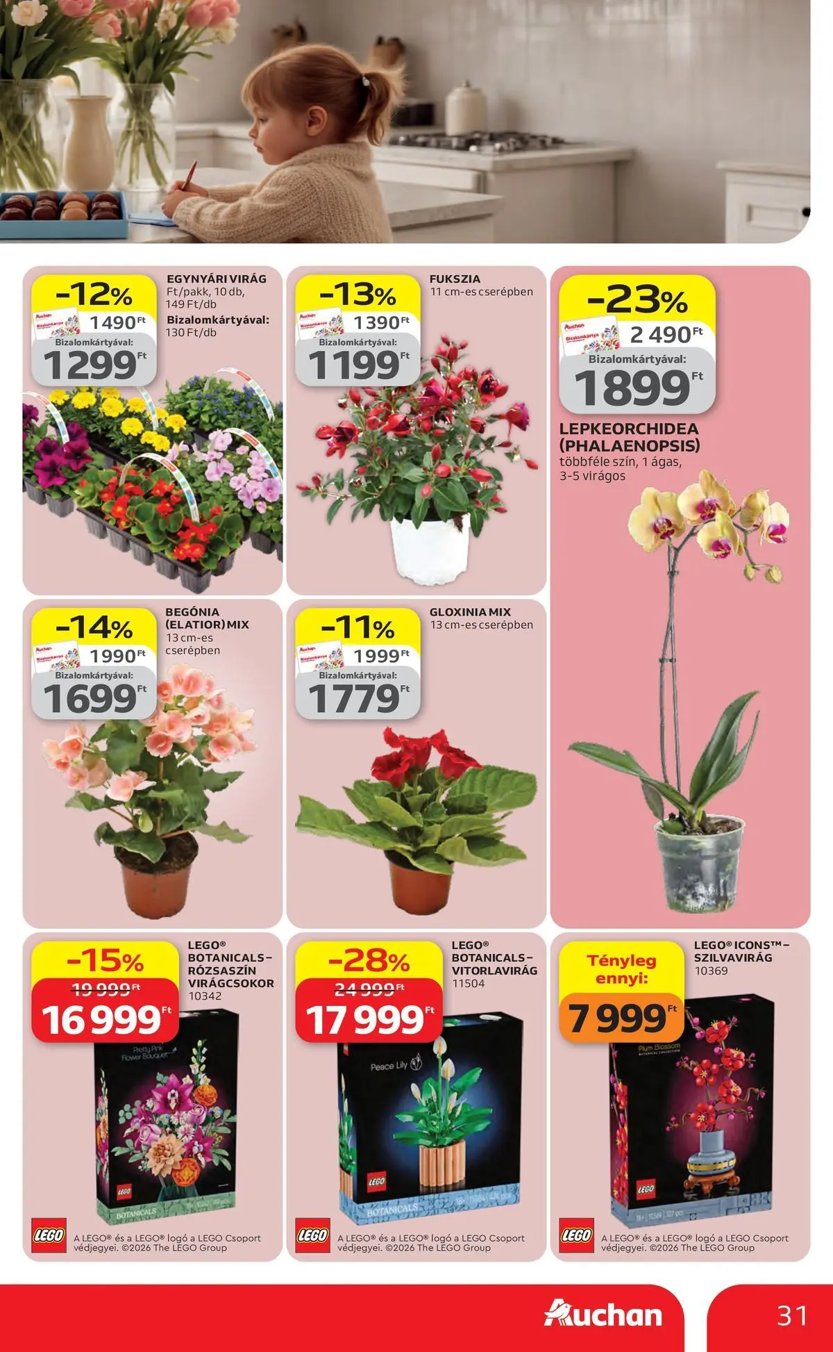 Auchan akciós újság Szolnok - 2026.04.23. -tól/töl > akció, lapozható szórólap 🛍️ | Oldal: 31 | Termékek: Virag