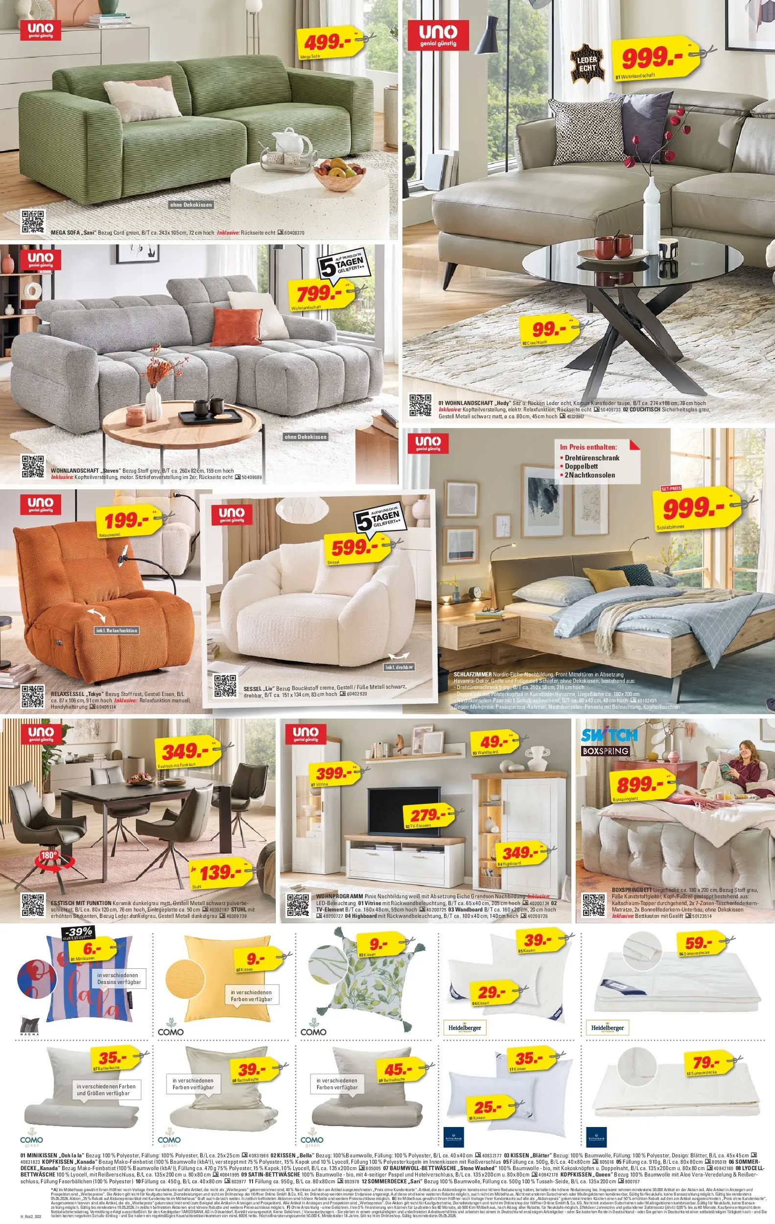 Höffner Prospekt Schönefeld	 (ab 31.03.2026) zum Blättern | Seite: 2 | Produkte: Kissen, Sessel, Couchtisch, Bettwäsche